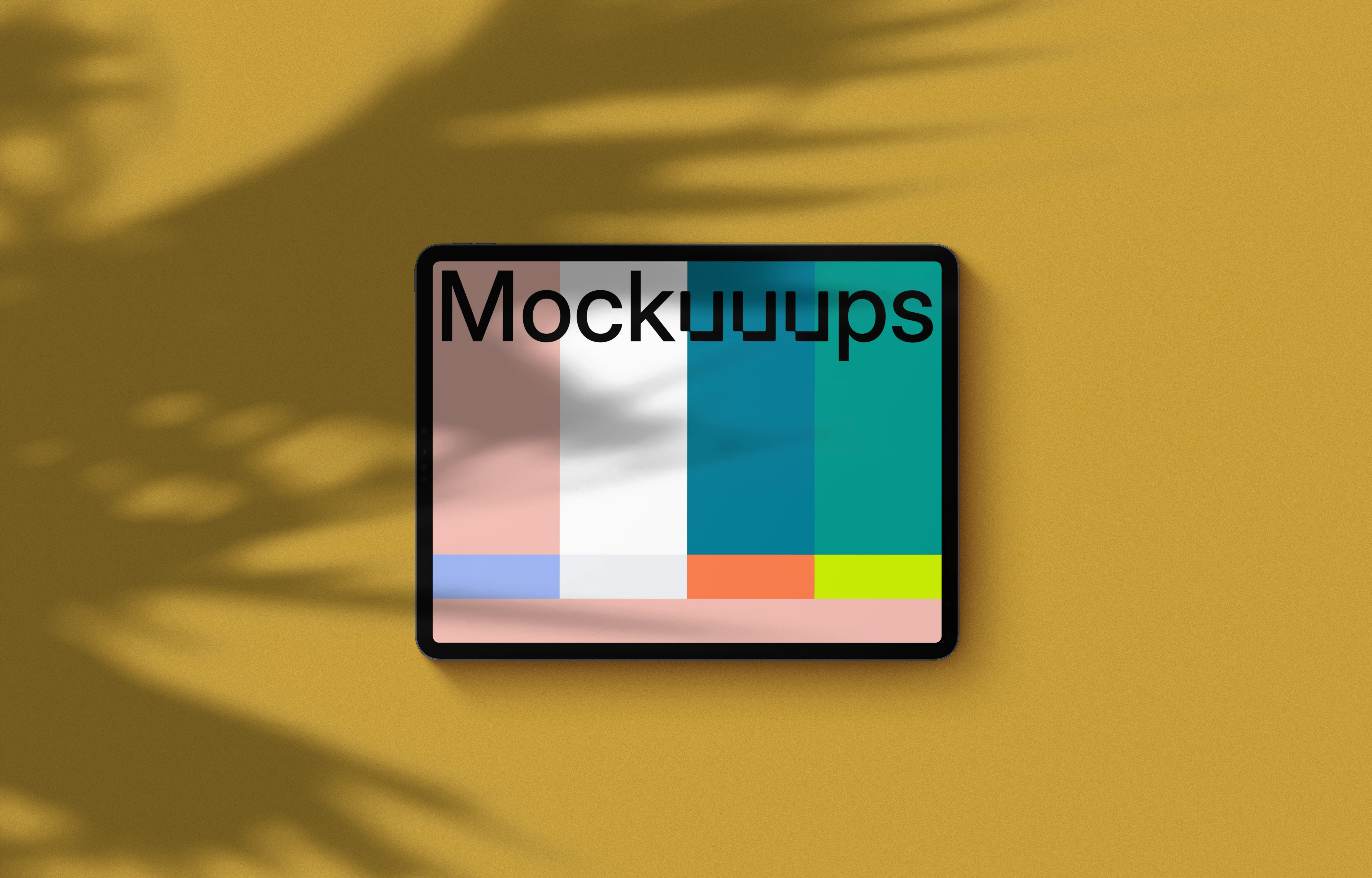 iPad Pro mockup on yellow background (Landscape - Shadow 2)