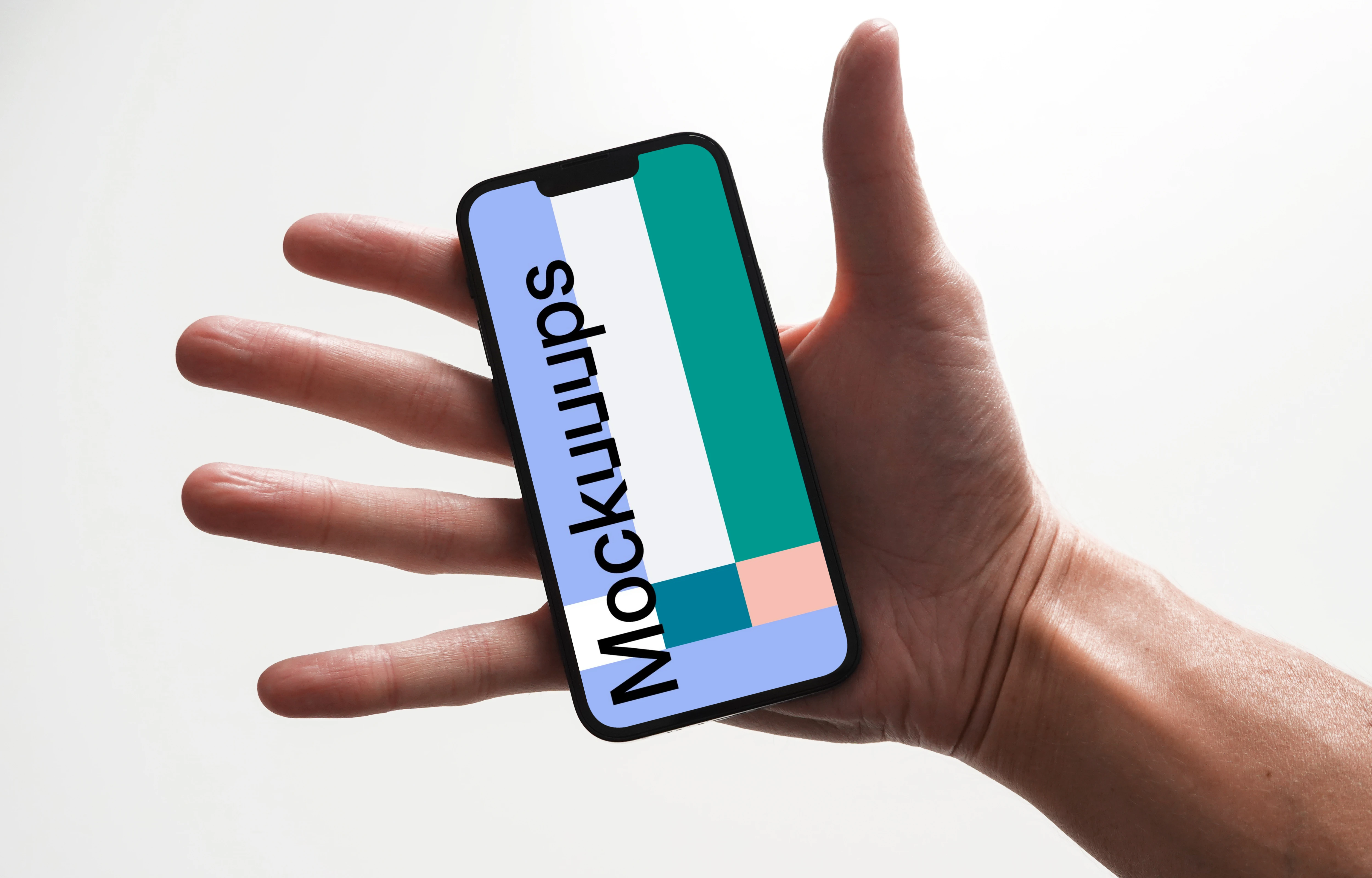 iPhone 13 mockup in a user's palm