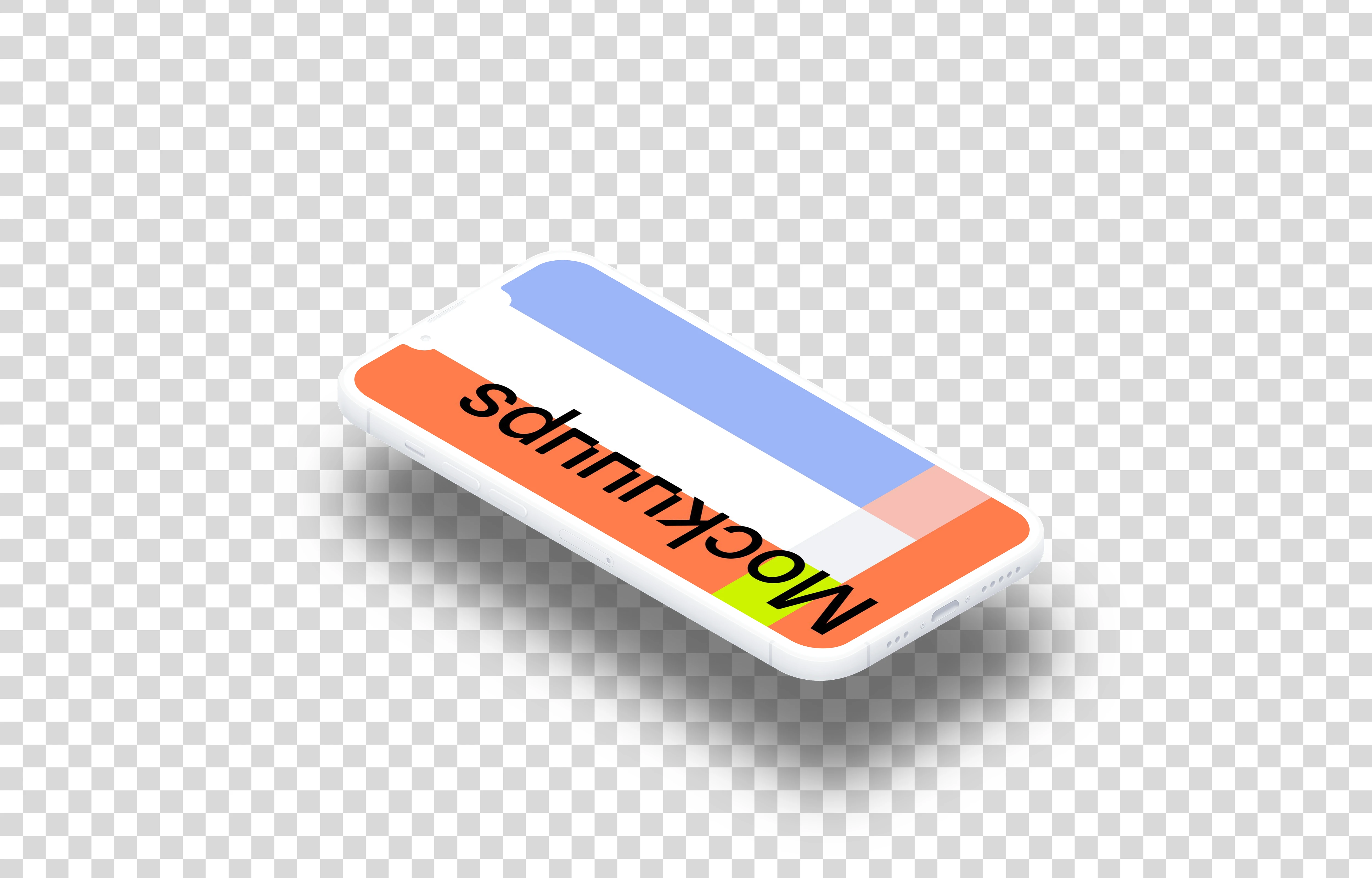 iPhone 13 Pro Clay Mockup (Isometric Floor Left - Floating Shadow)