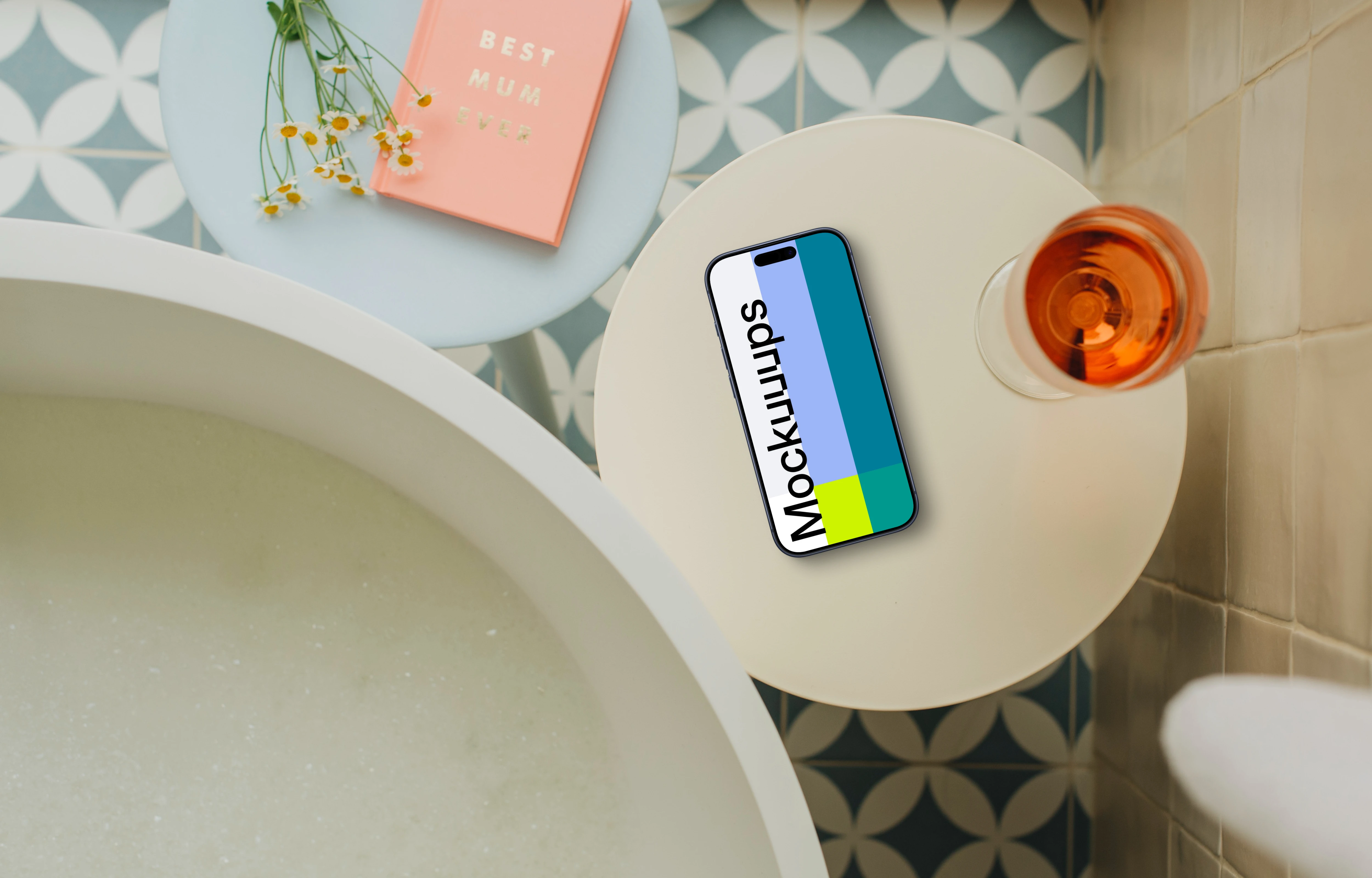 iPhone mockup in Mother’s Day setup