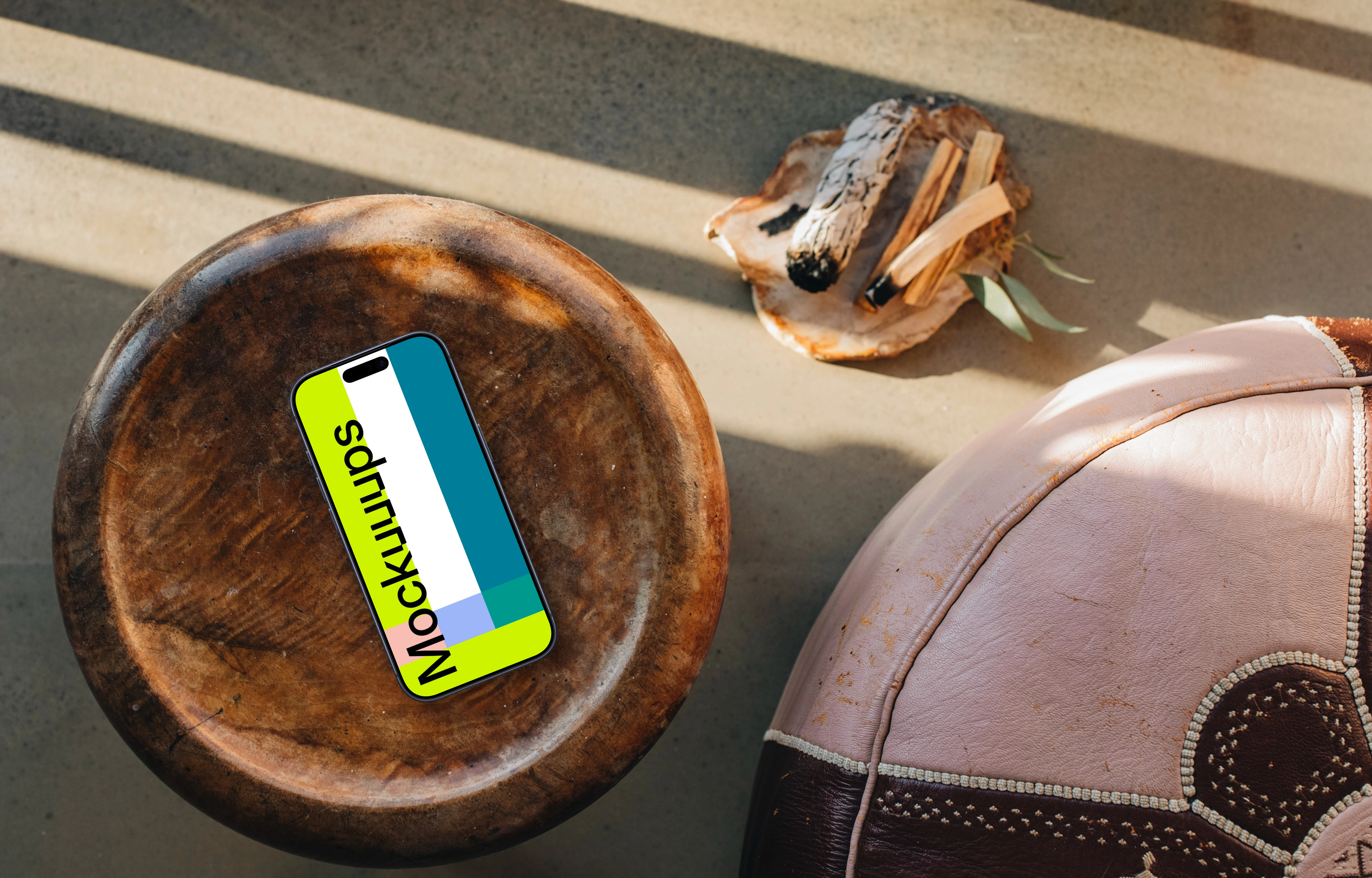 iPhone mockup in relaxation scene