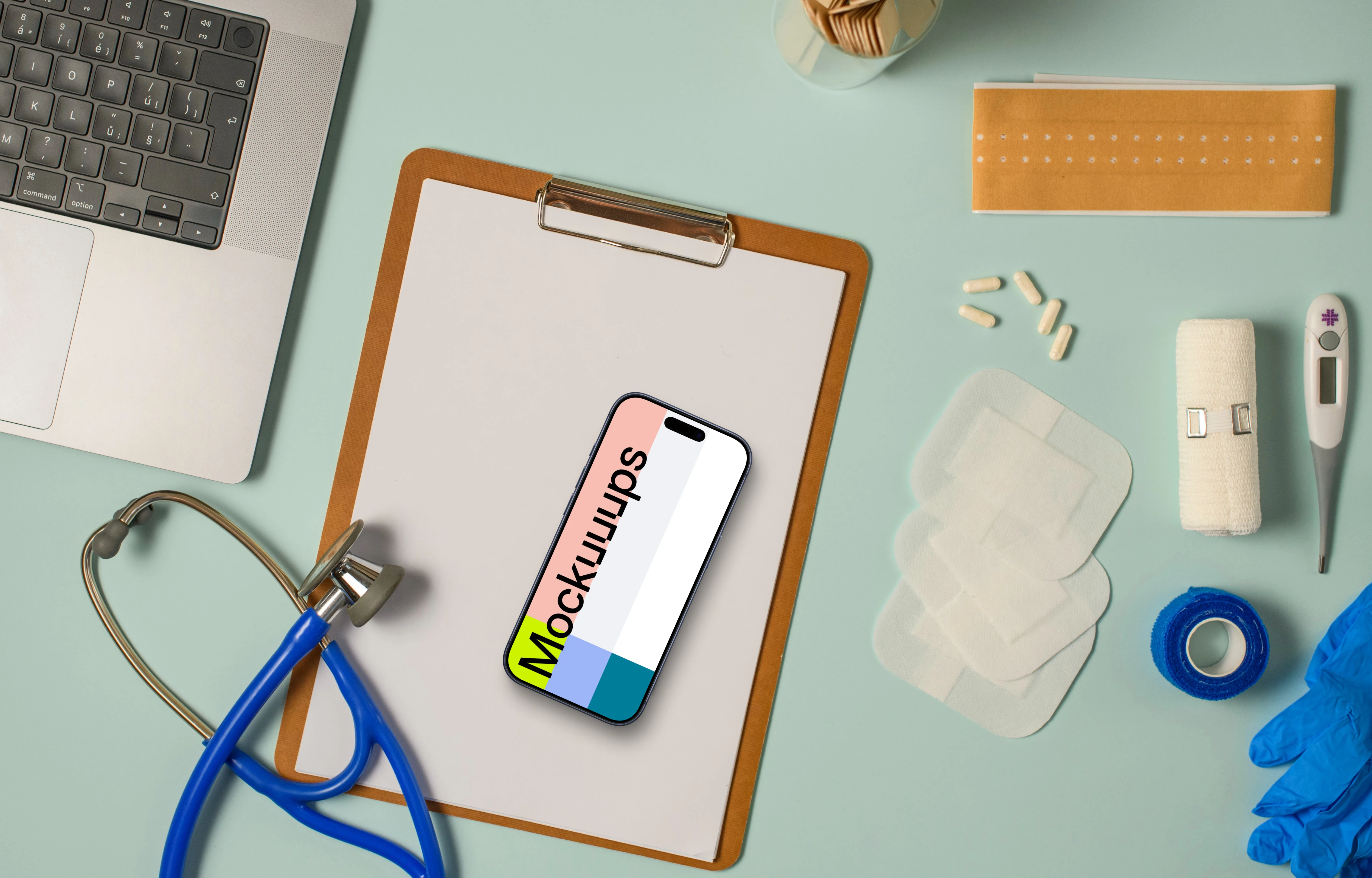 iPhone mockup in the hospital