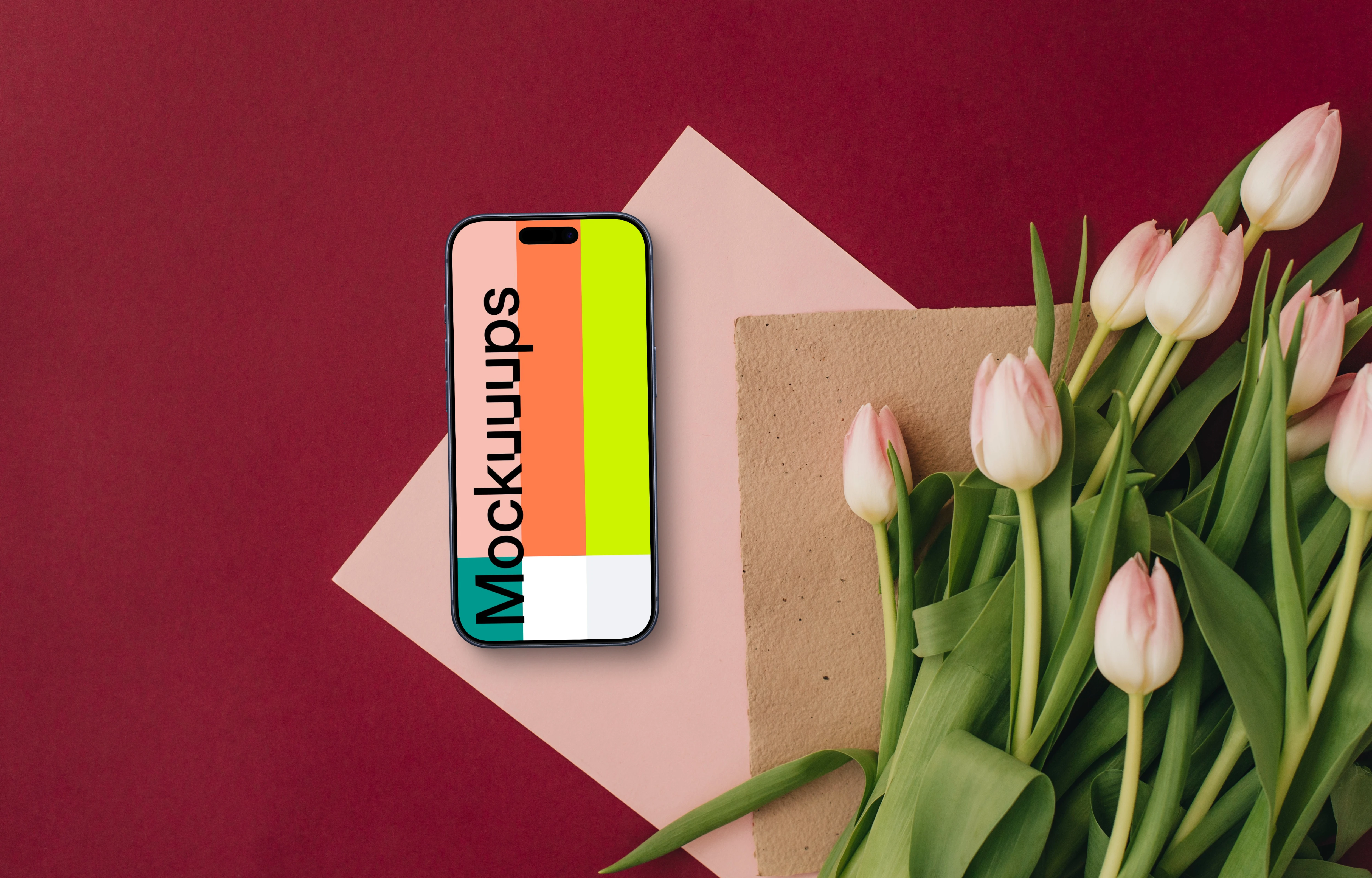iPhone mockup with tulips for Mother’s day