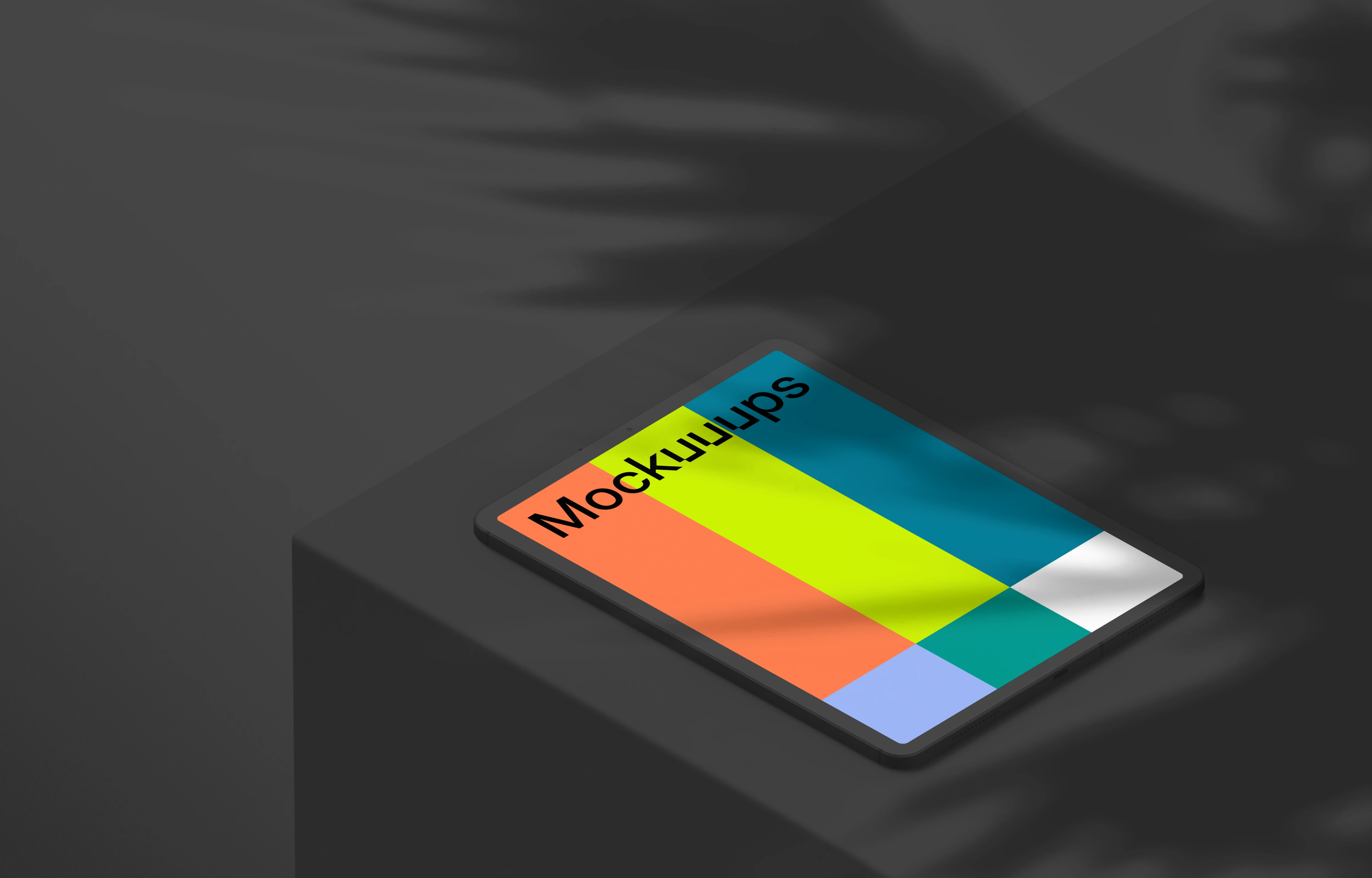 Isometric mockup of iPad Pro (Clay Dark - Left)