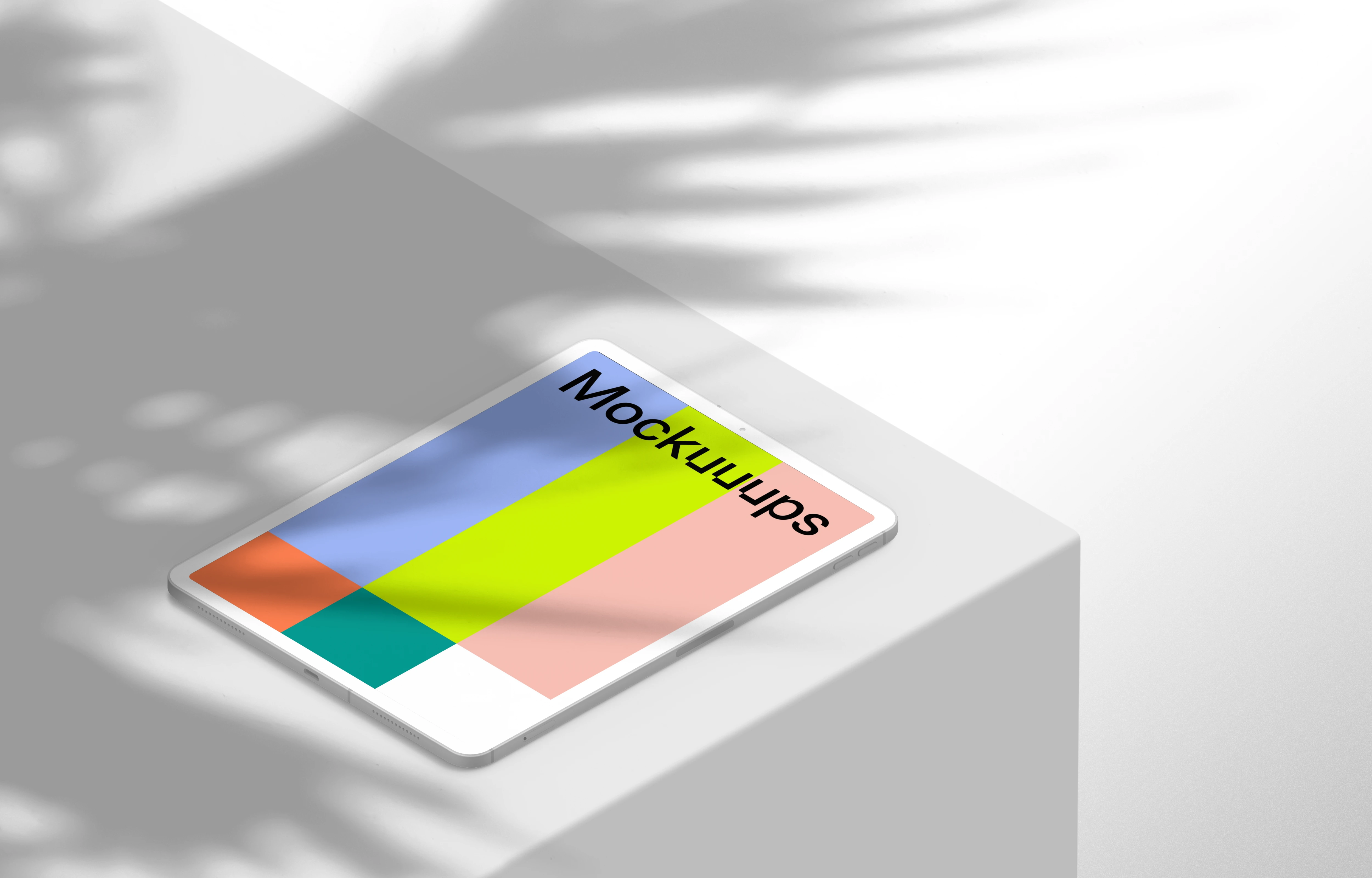 Isometric mockup of iPad Pro (Clay Light - Right)