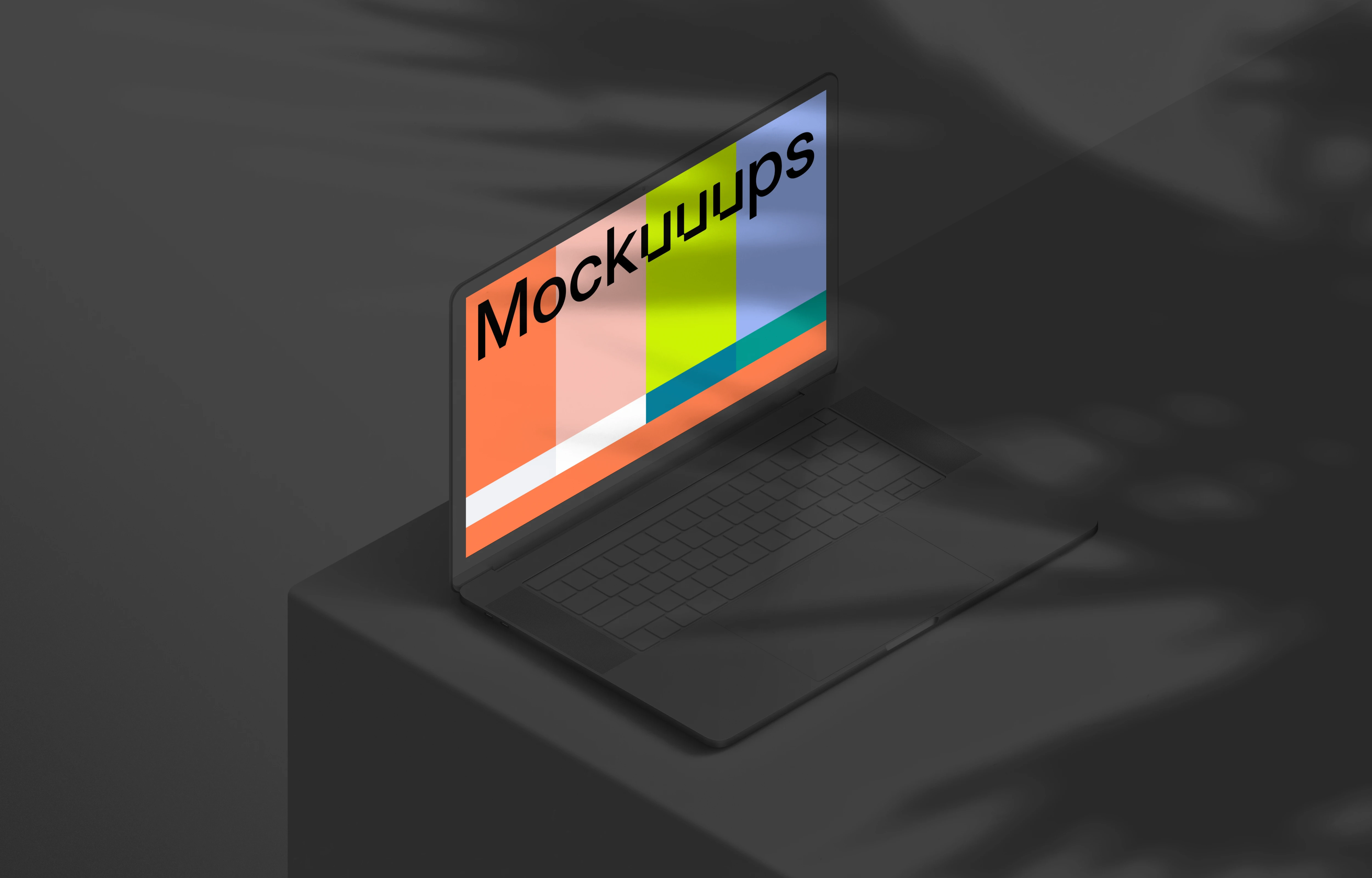Isometric mockup of MacBook Pro (Clay Dark - Left)