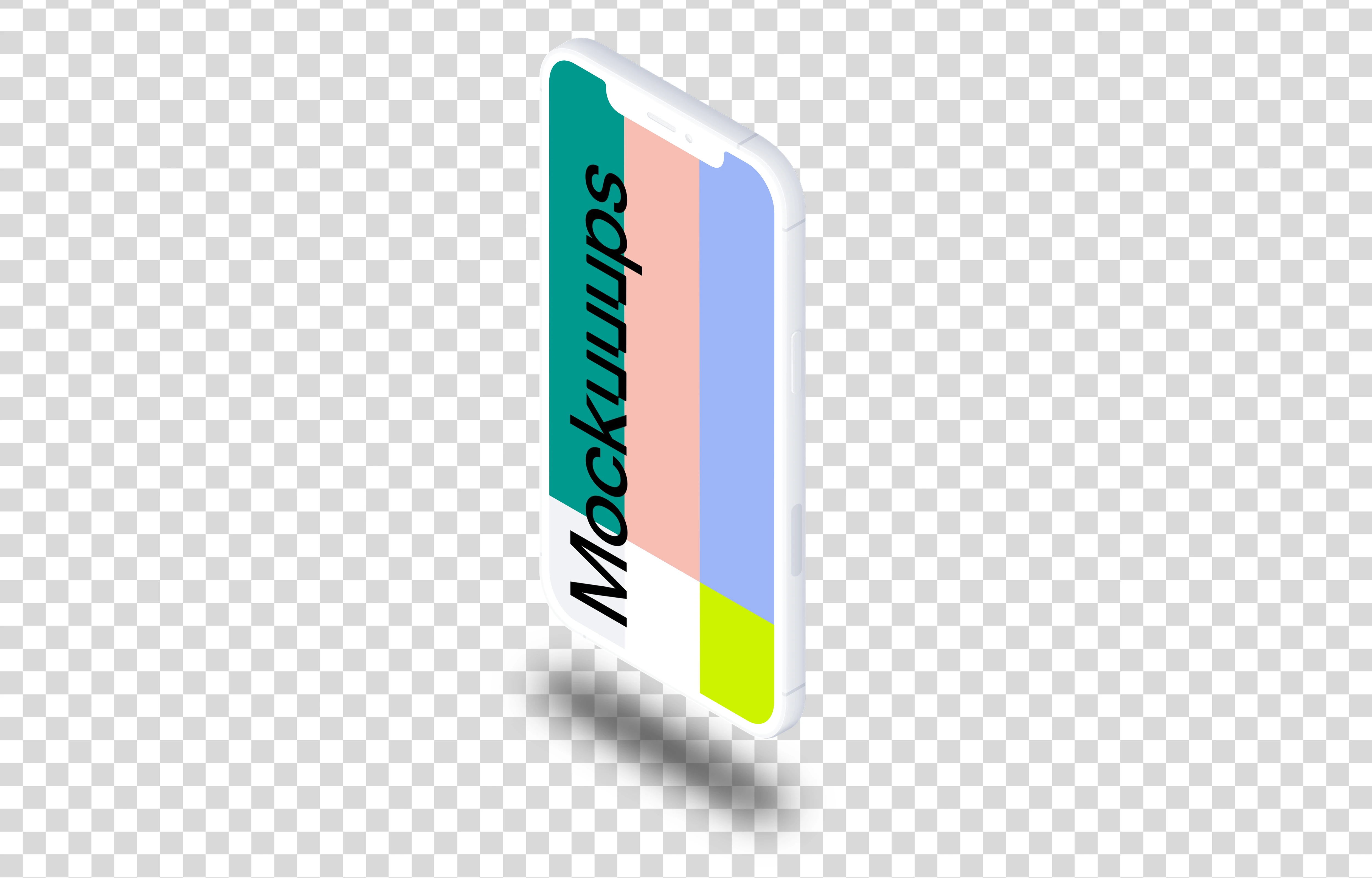 iPhone 12 Clay Mockup (Isometric Stand Right - Floating Shadow)