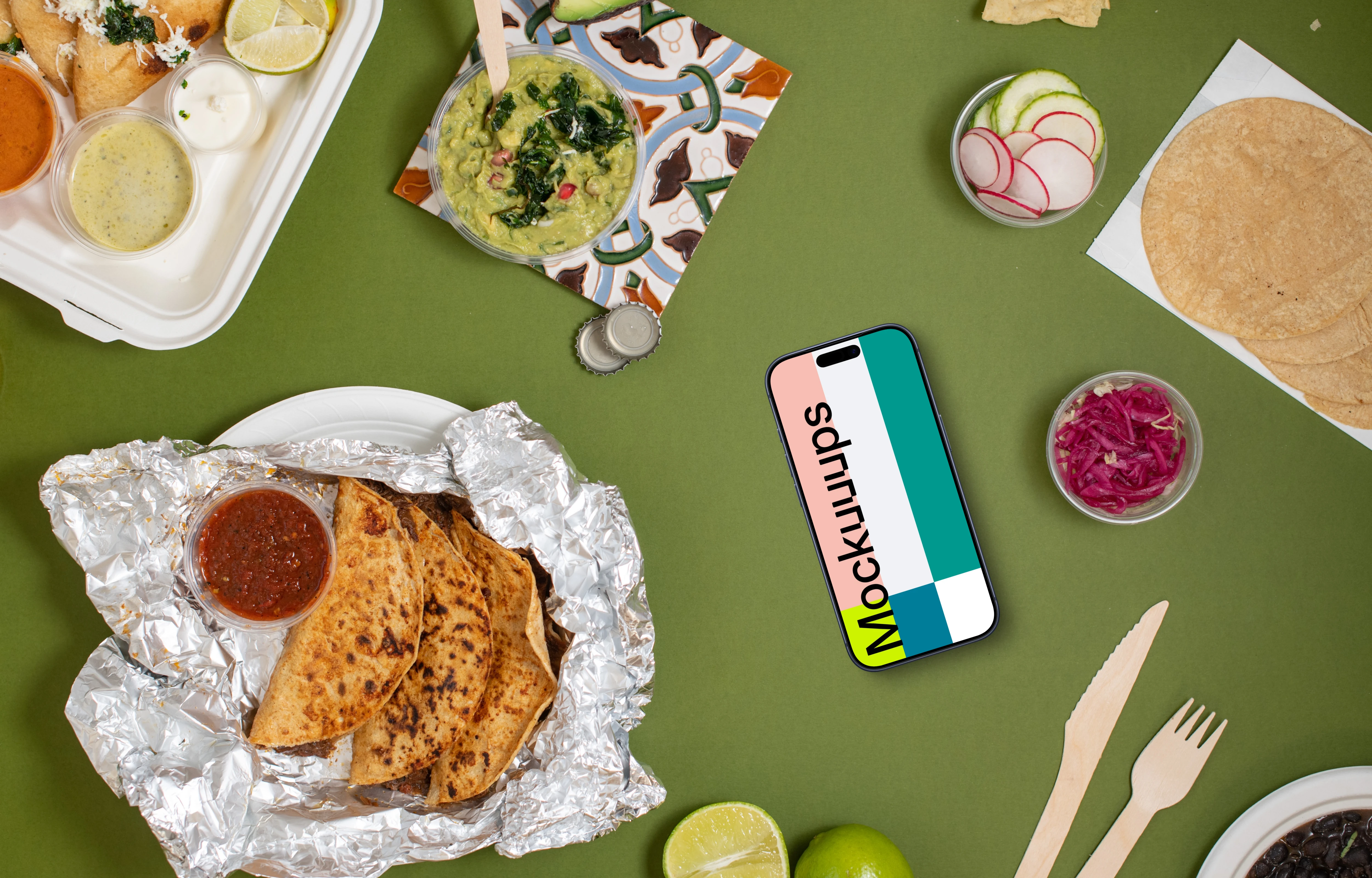 Mexican food with Smartphone mockup