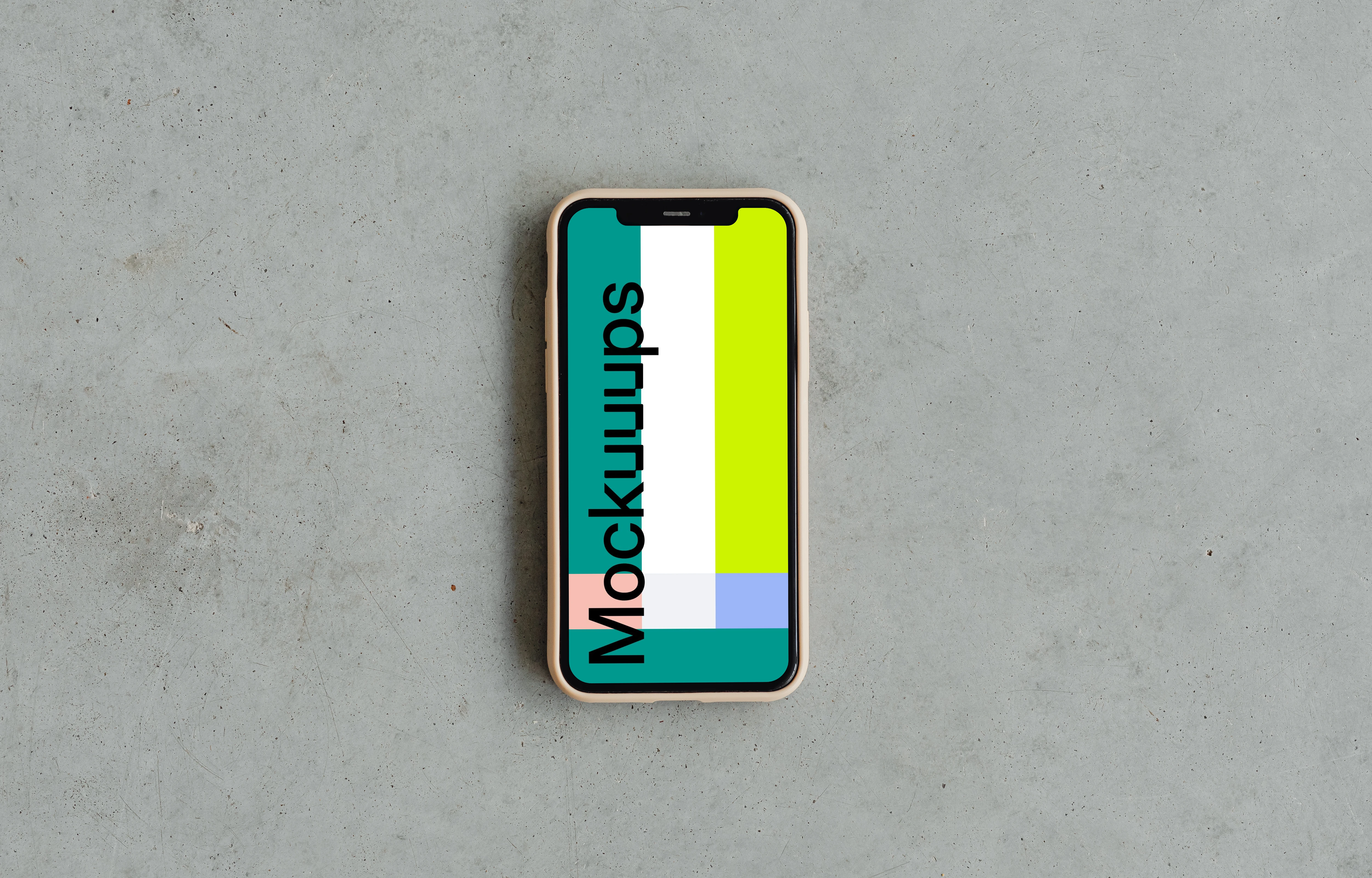 Minimal iPhone 12 mockup on grey surface