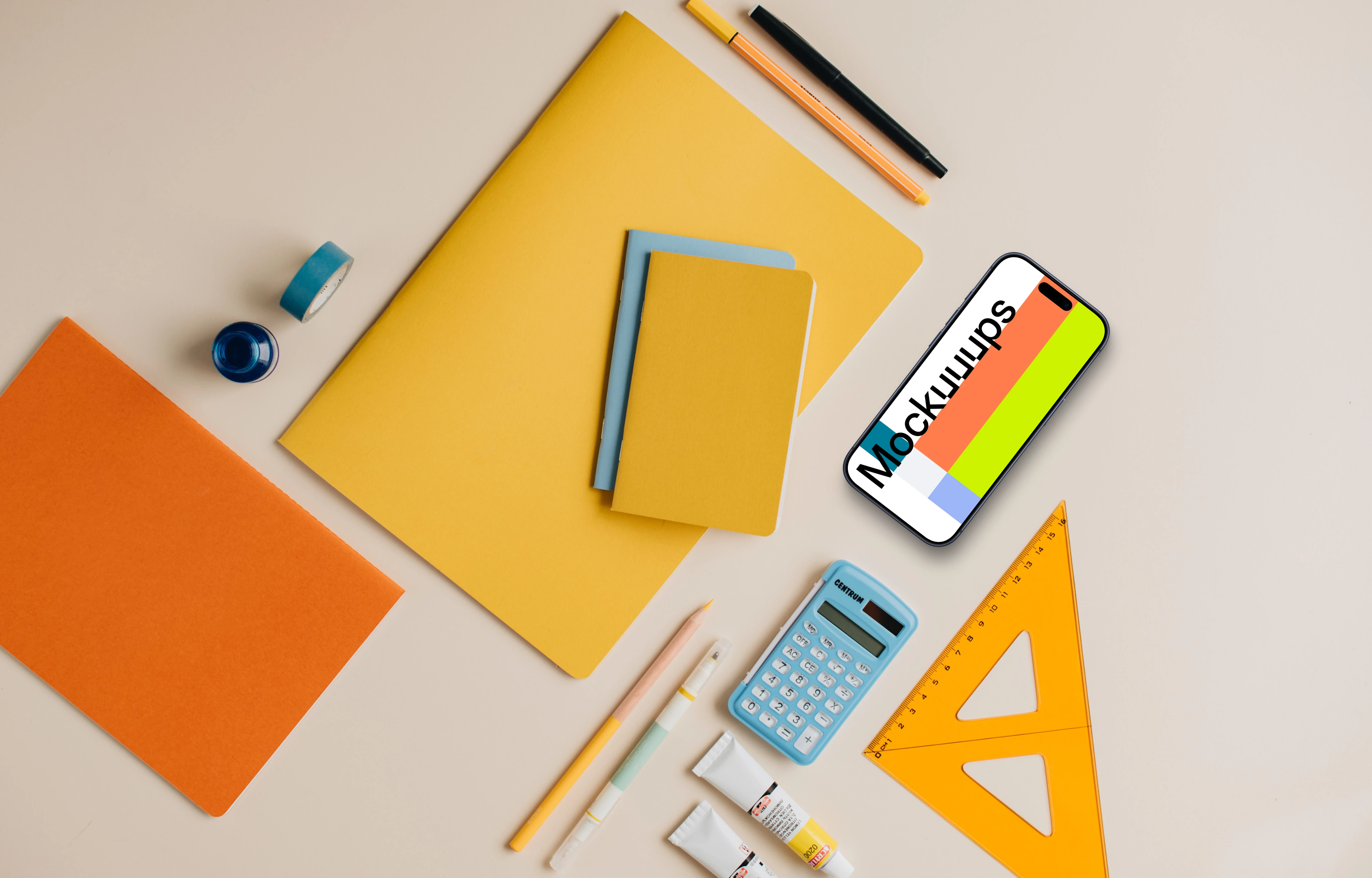 Mockup of phone placed on the student desk