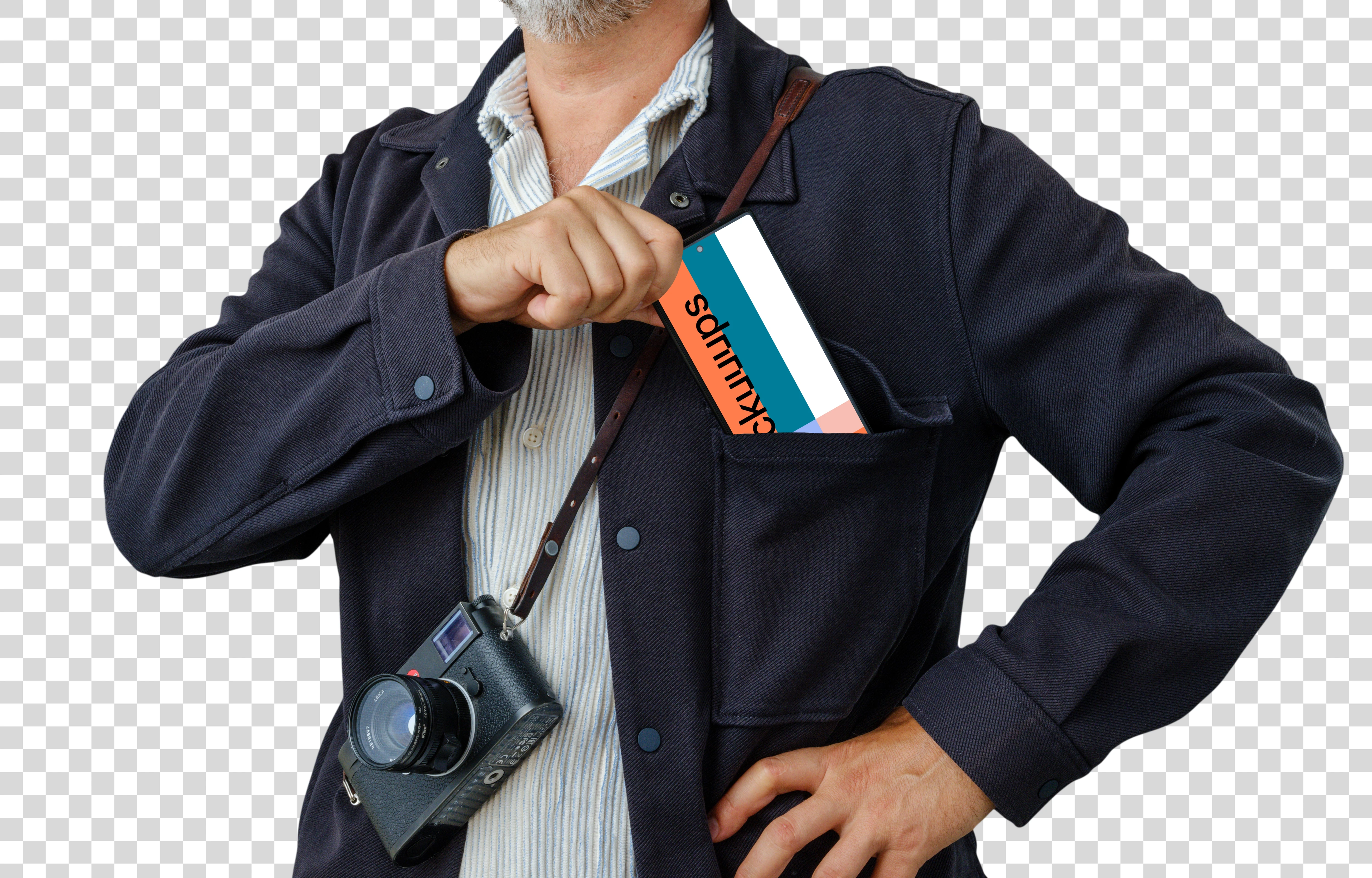Male photographer with a Google Pixel mockup