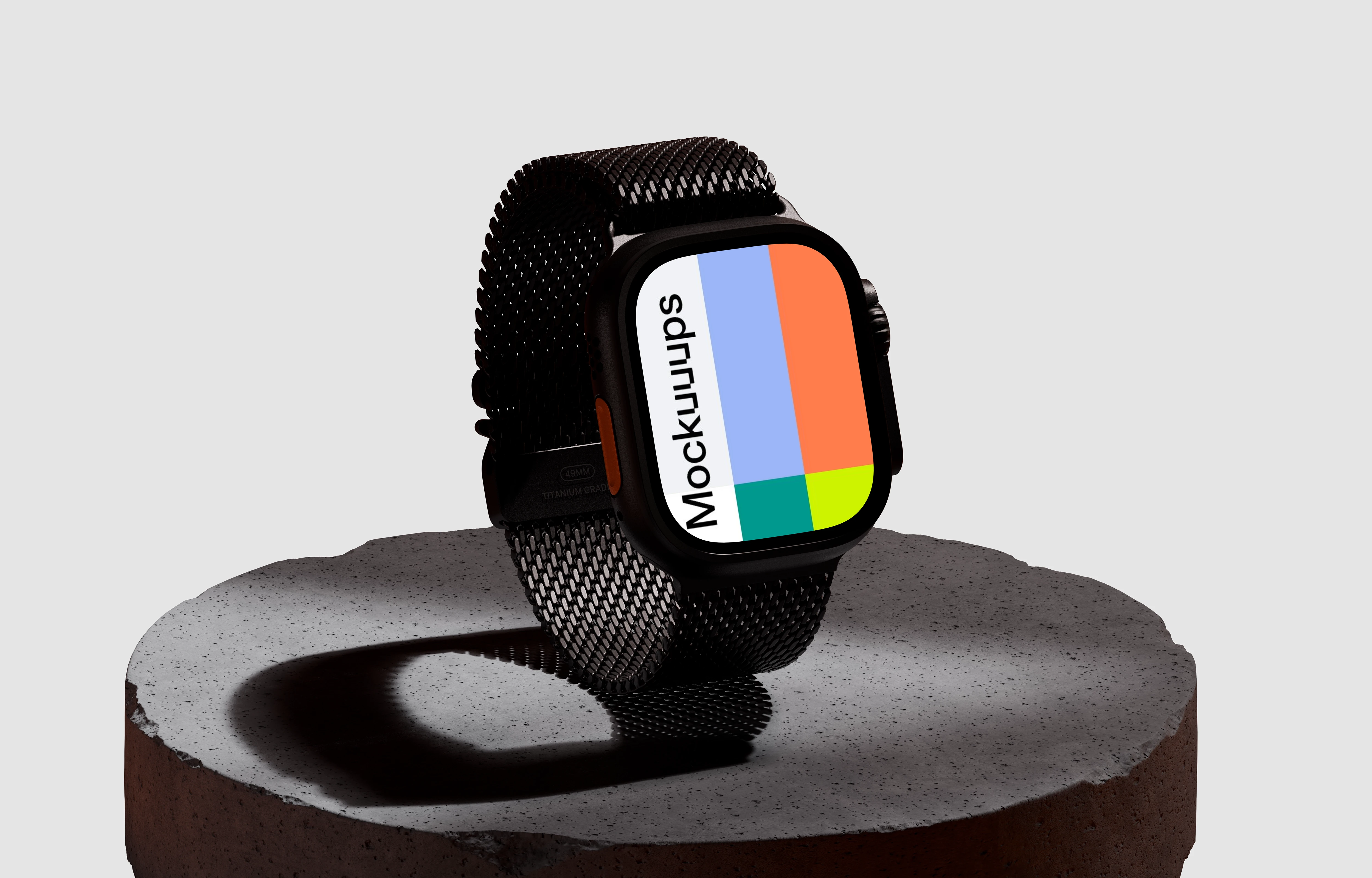 Apple Watch Ultra mockup on a textured platform