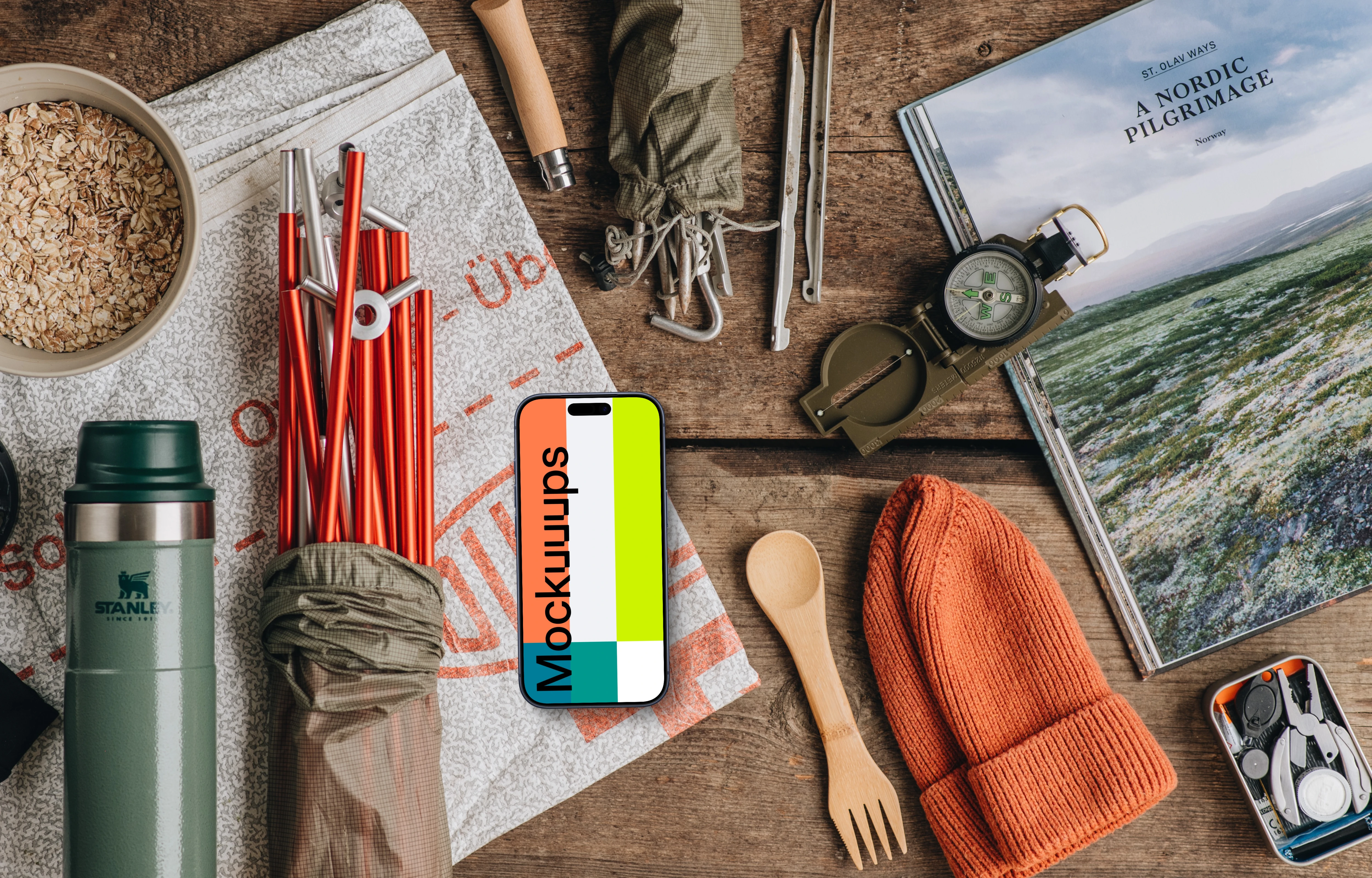 Packing for a hike smartphone mockup