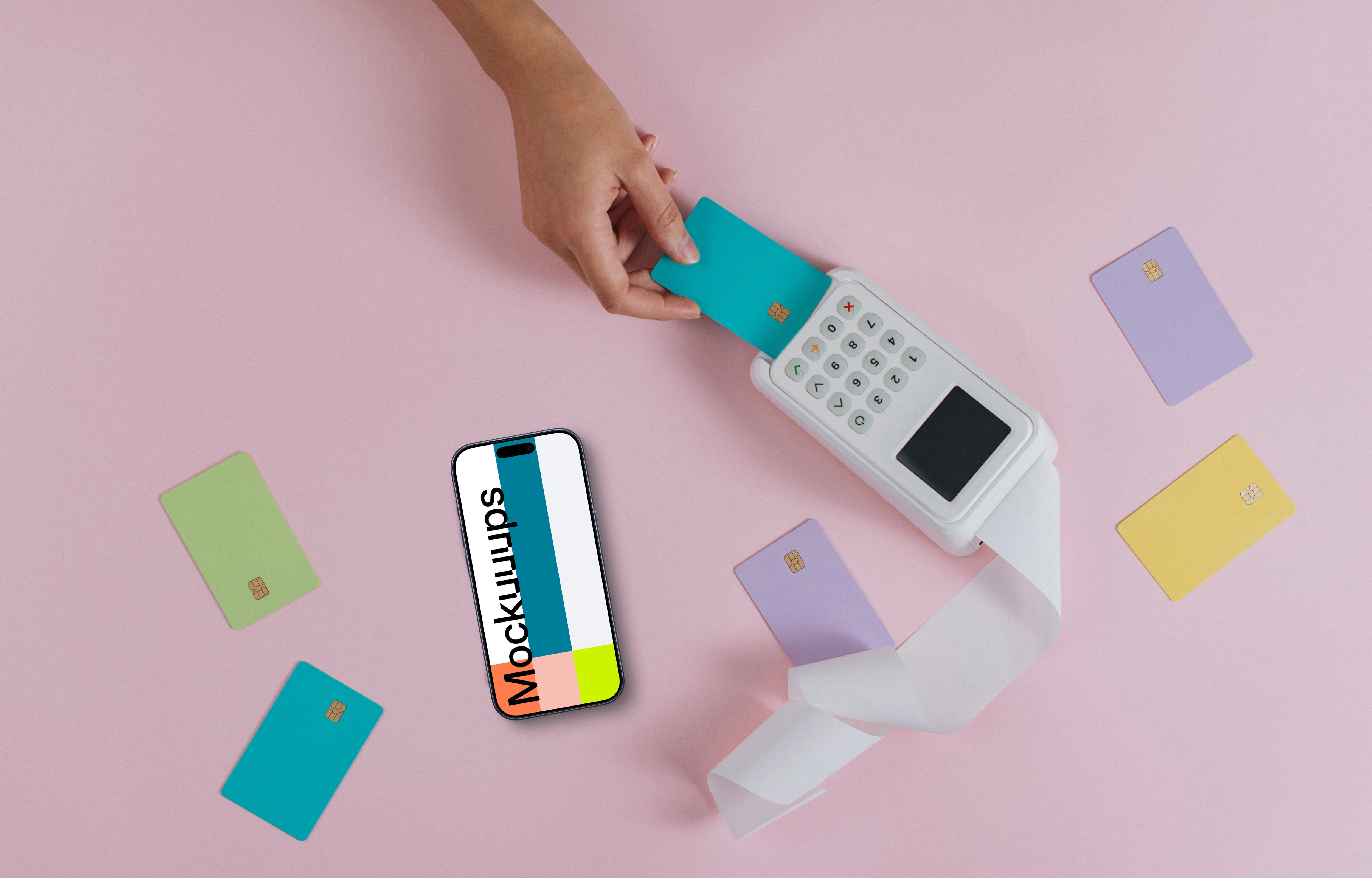 Payment transaction with an iPhone mockup