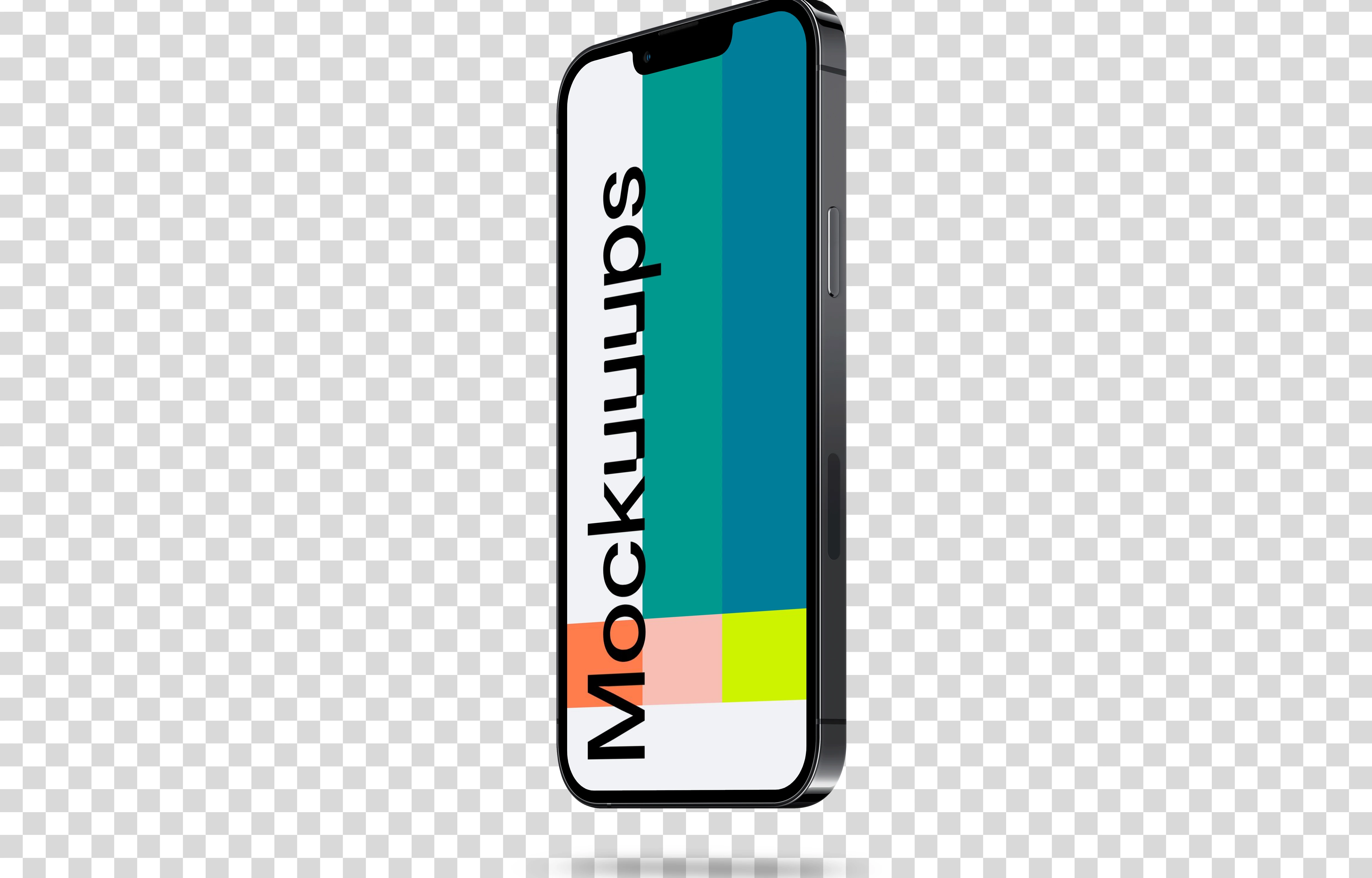 iPhone 13 Pro Mockup (Perspective Stand Right - Floating Shadow)