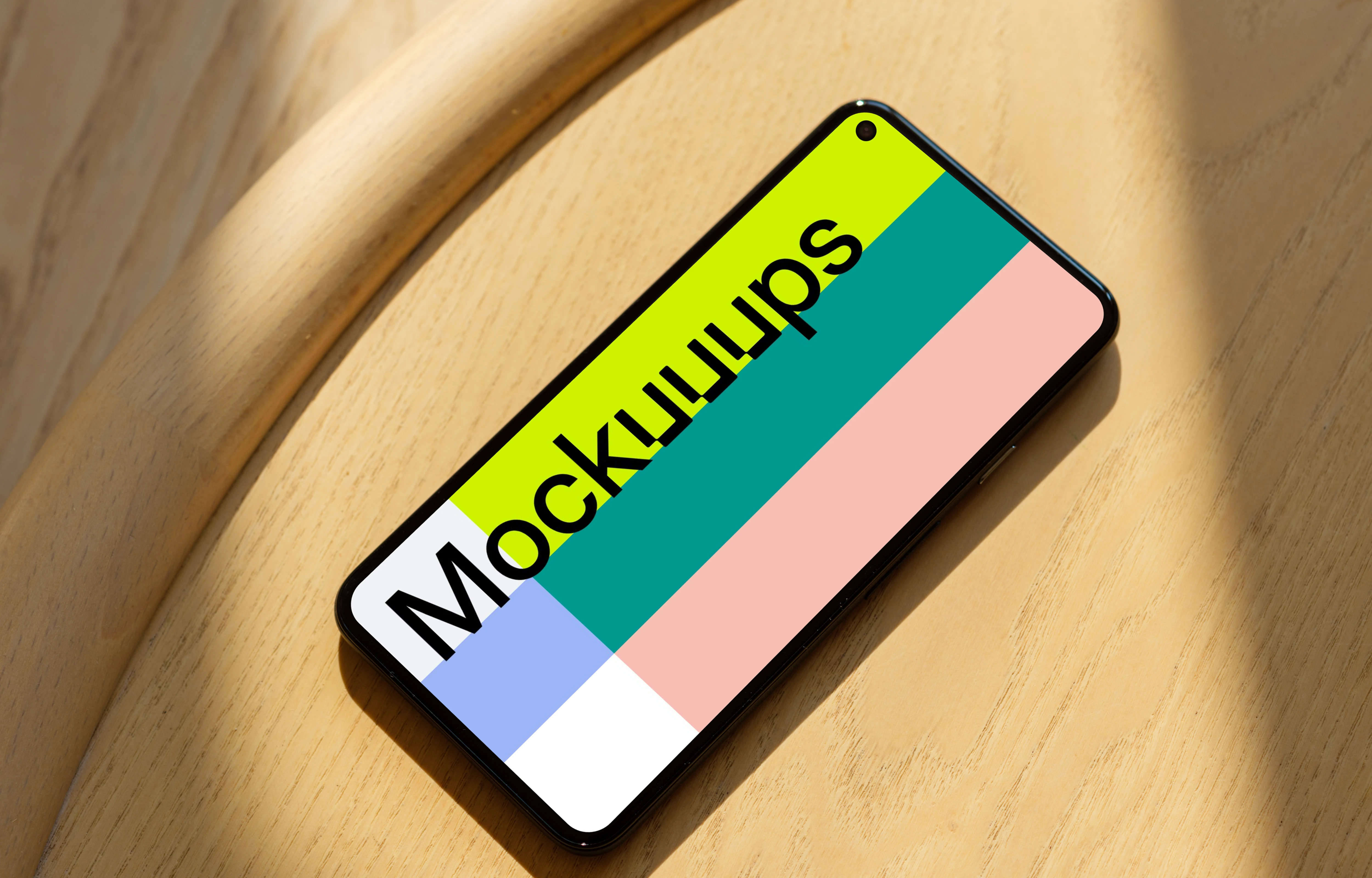 Pixel 5 mockup on a table close to a window