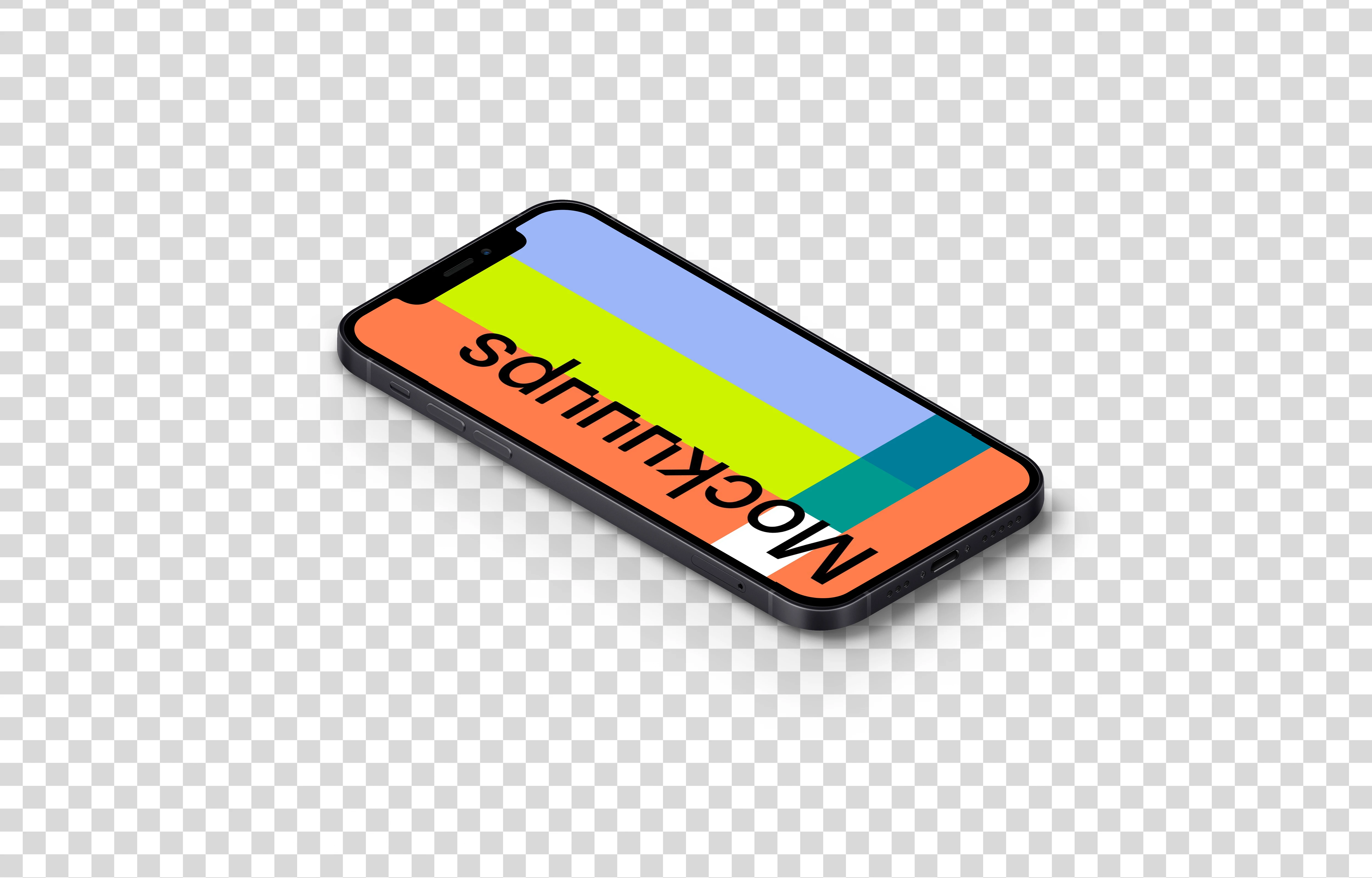 iPhone 12 Mockup (Isometric Floor Left)