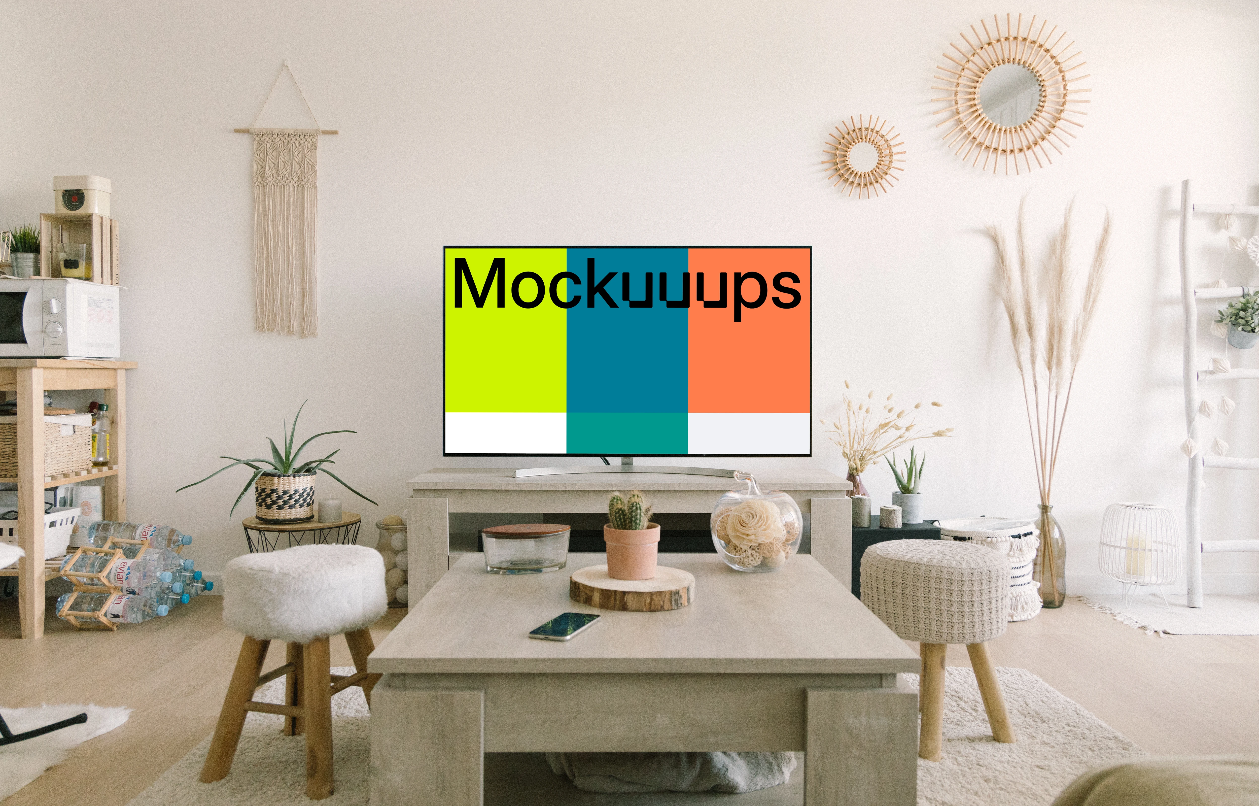 Smart TV mockup in living room