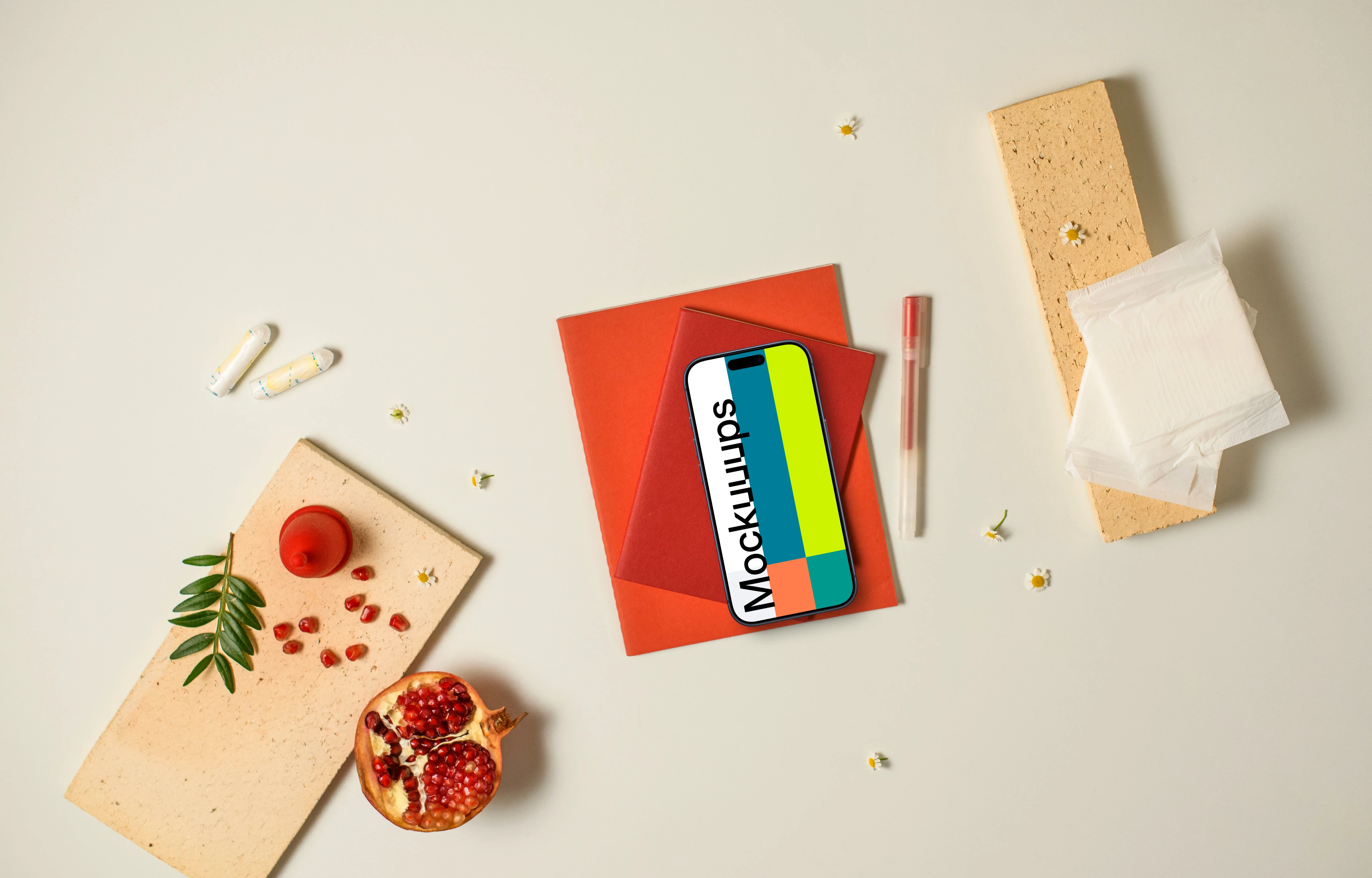 Smartphone mockup and intimate care products