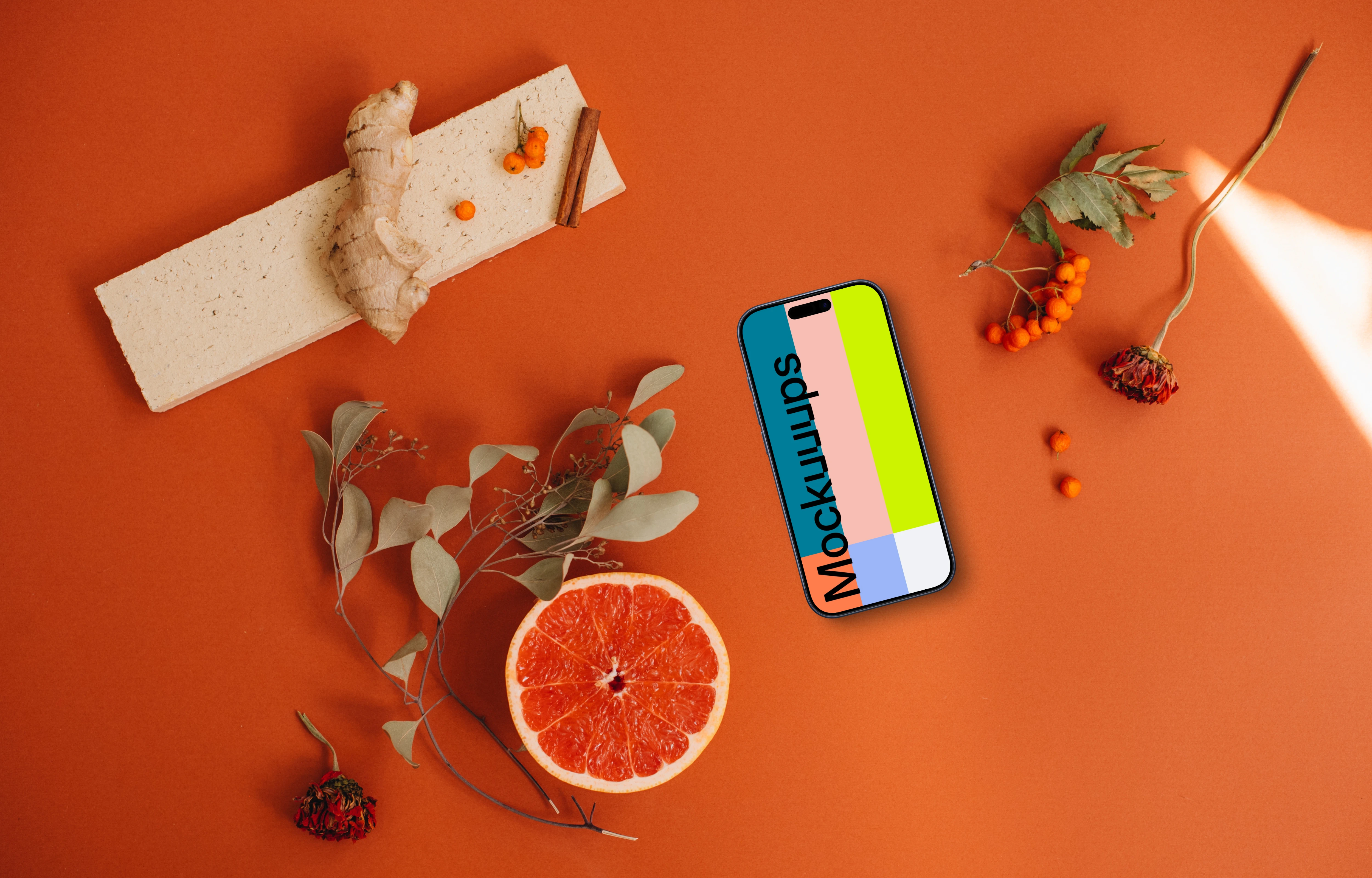 Smartphone mockup on the vivid background