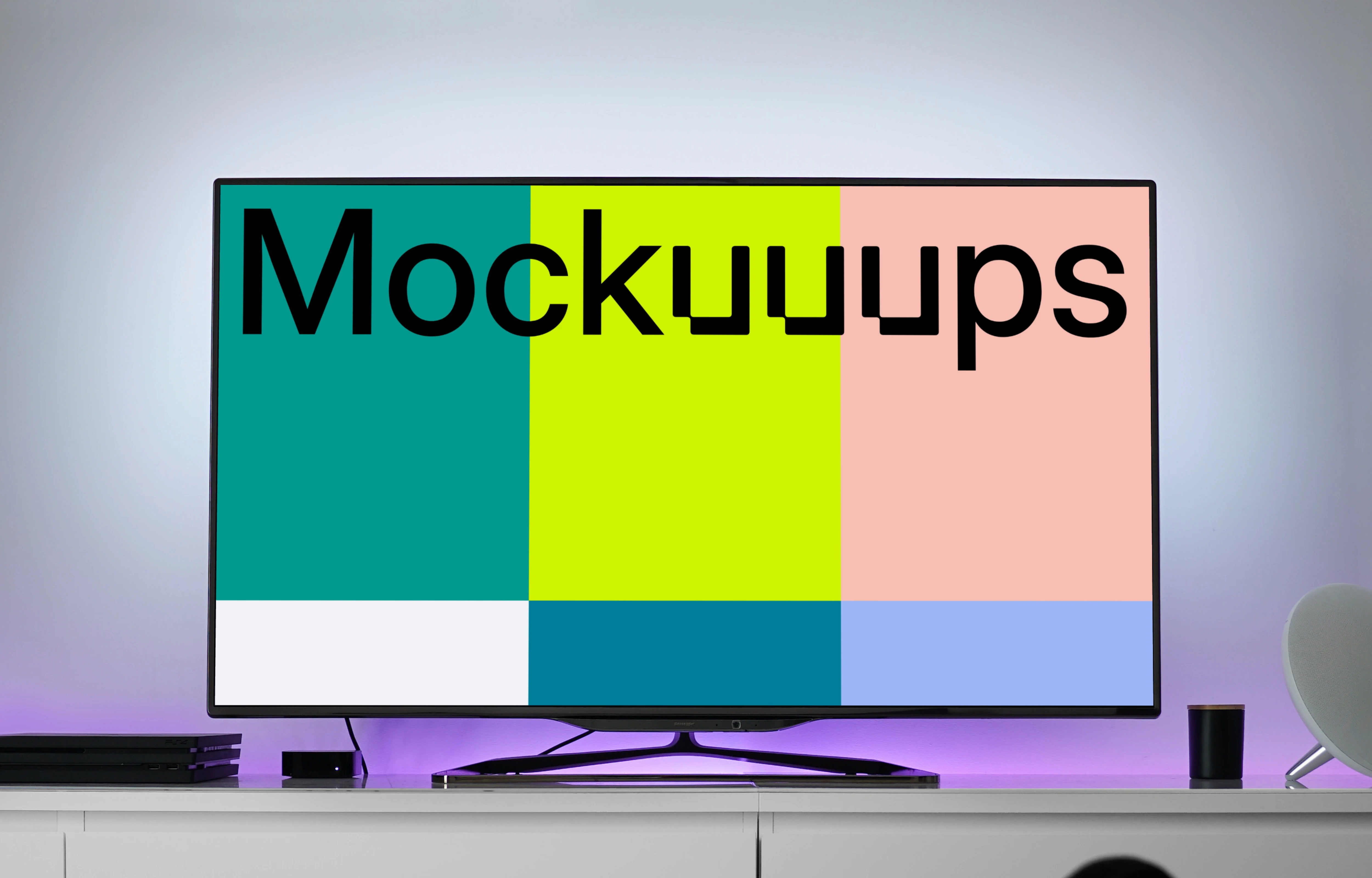 Television mockup on white table