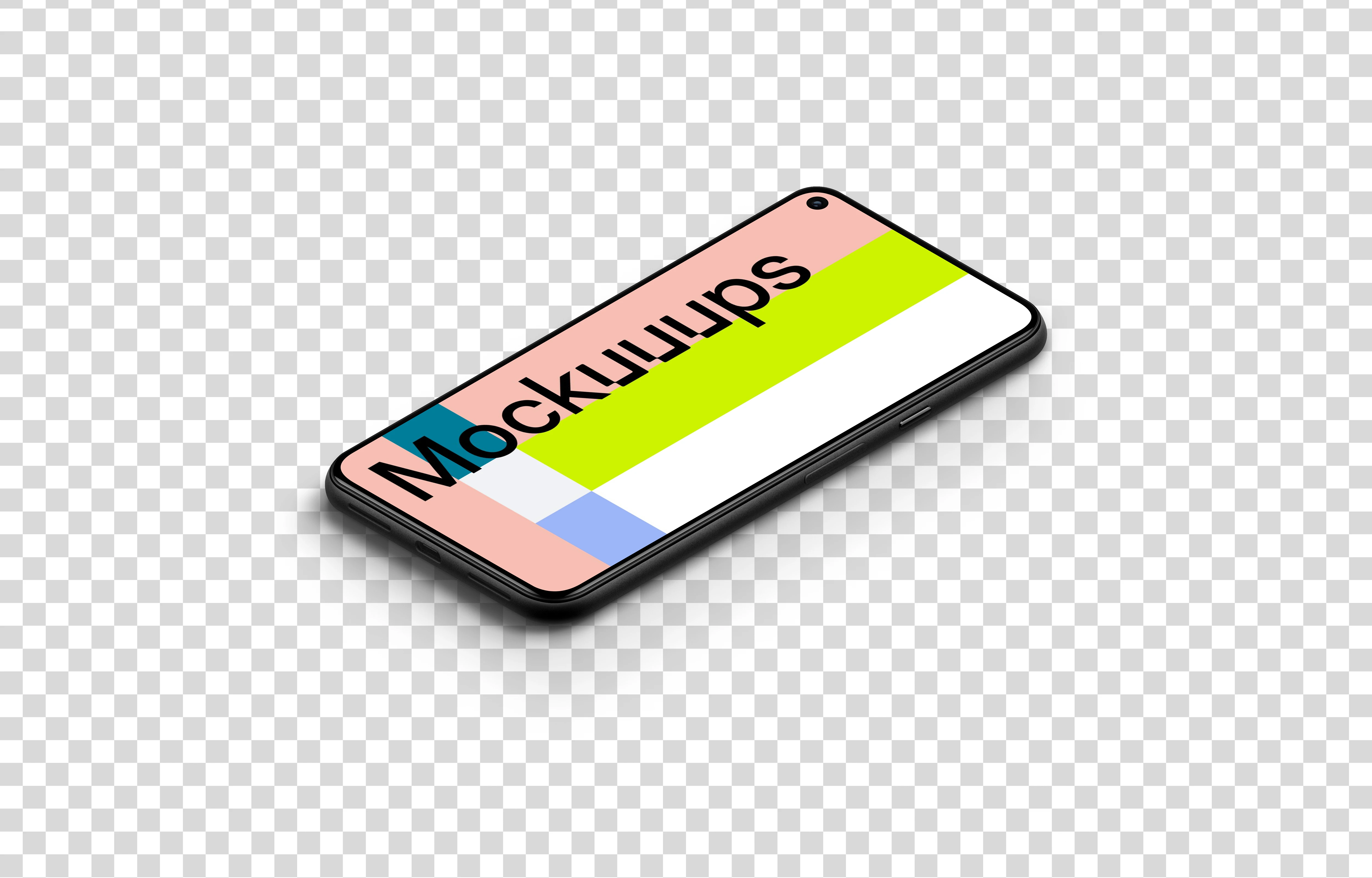 Google Pixel 5 Mockup (Isometric Floor Right)