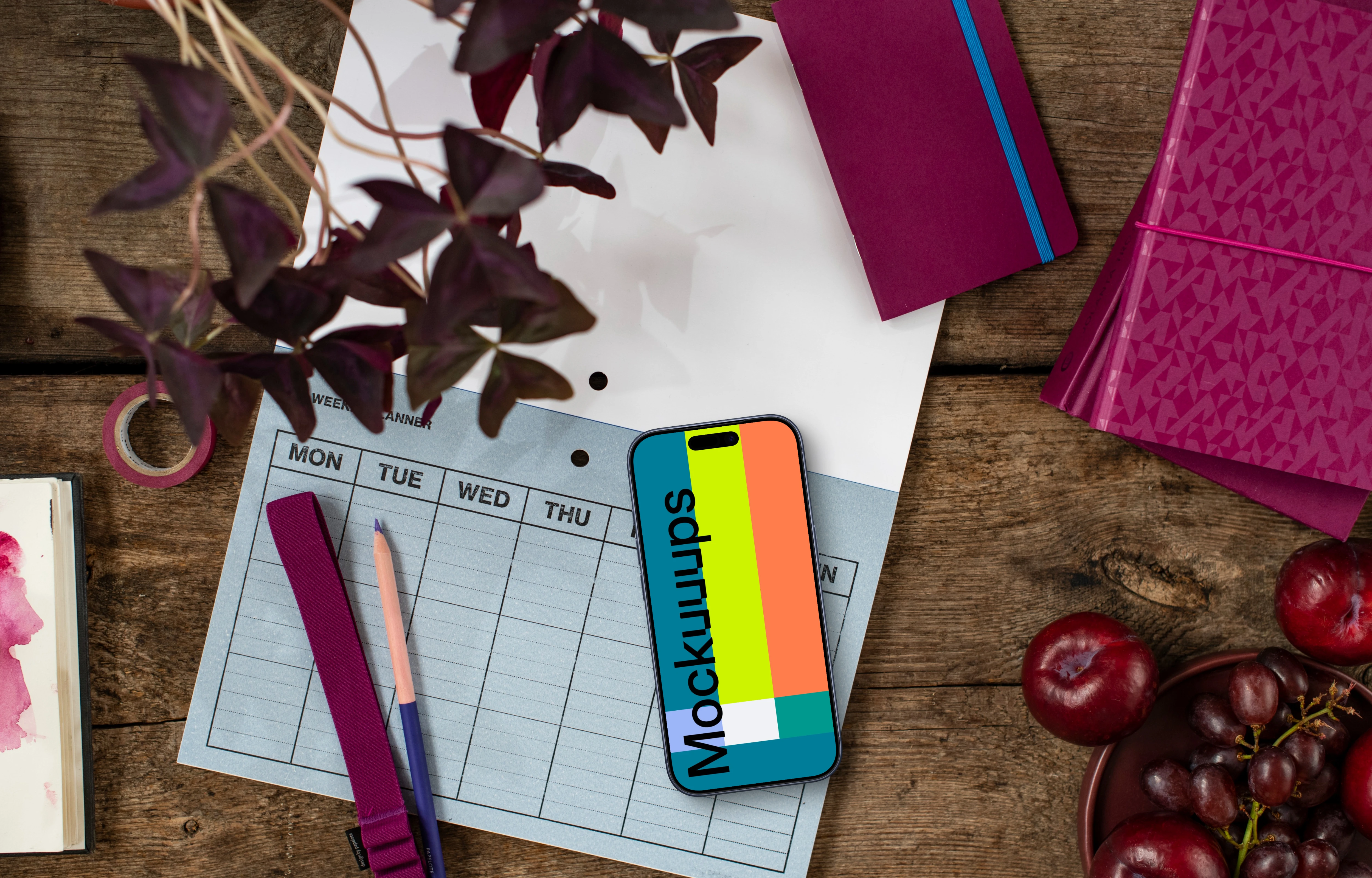 Viva Magenta details and phone mockup