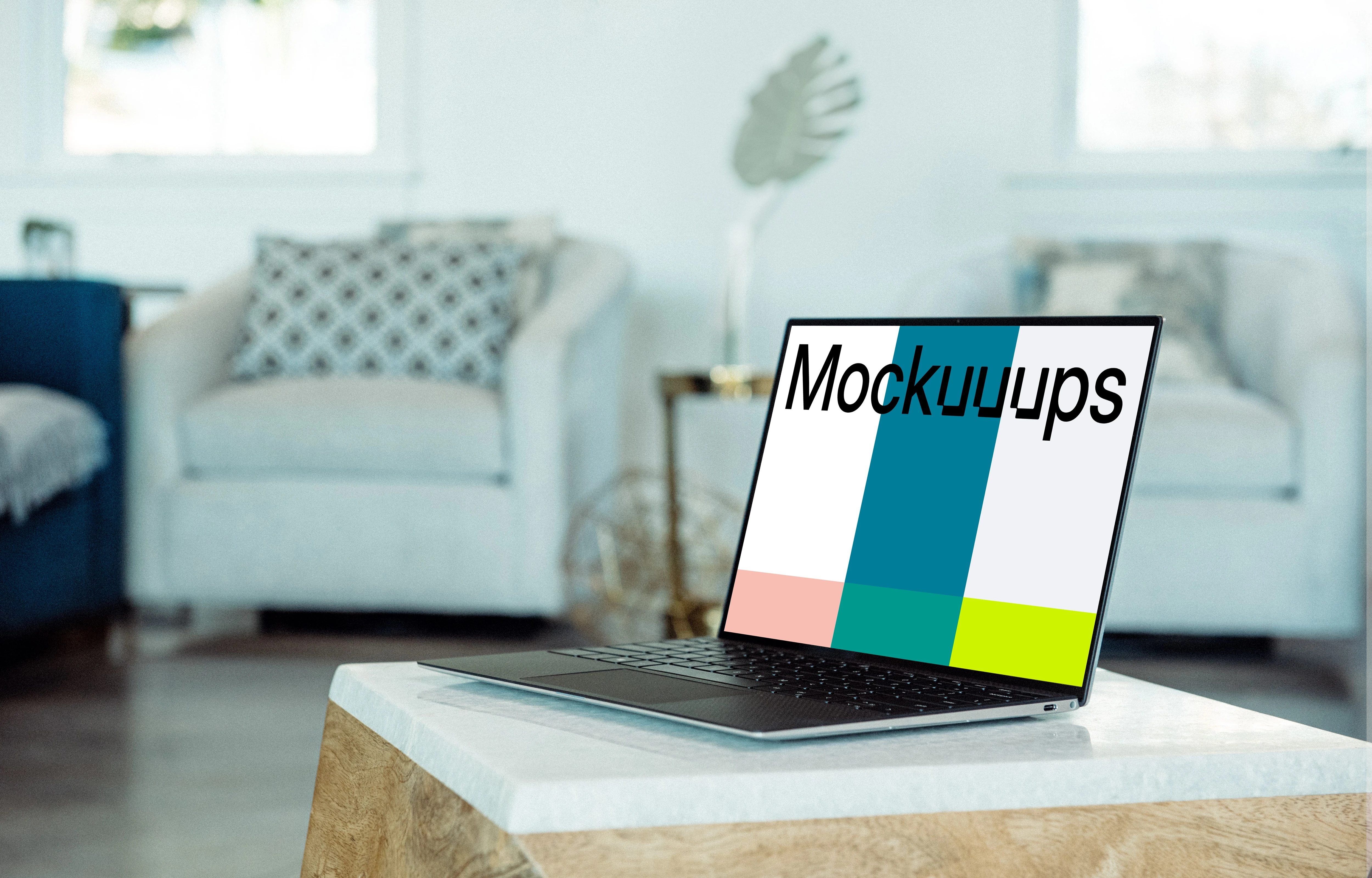 Black Dell XPS Mockup in living room