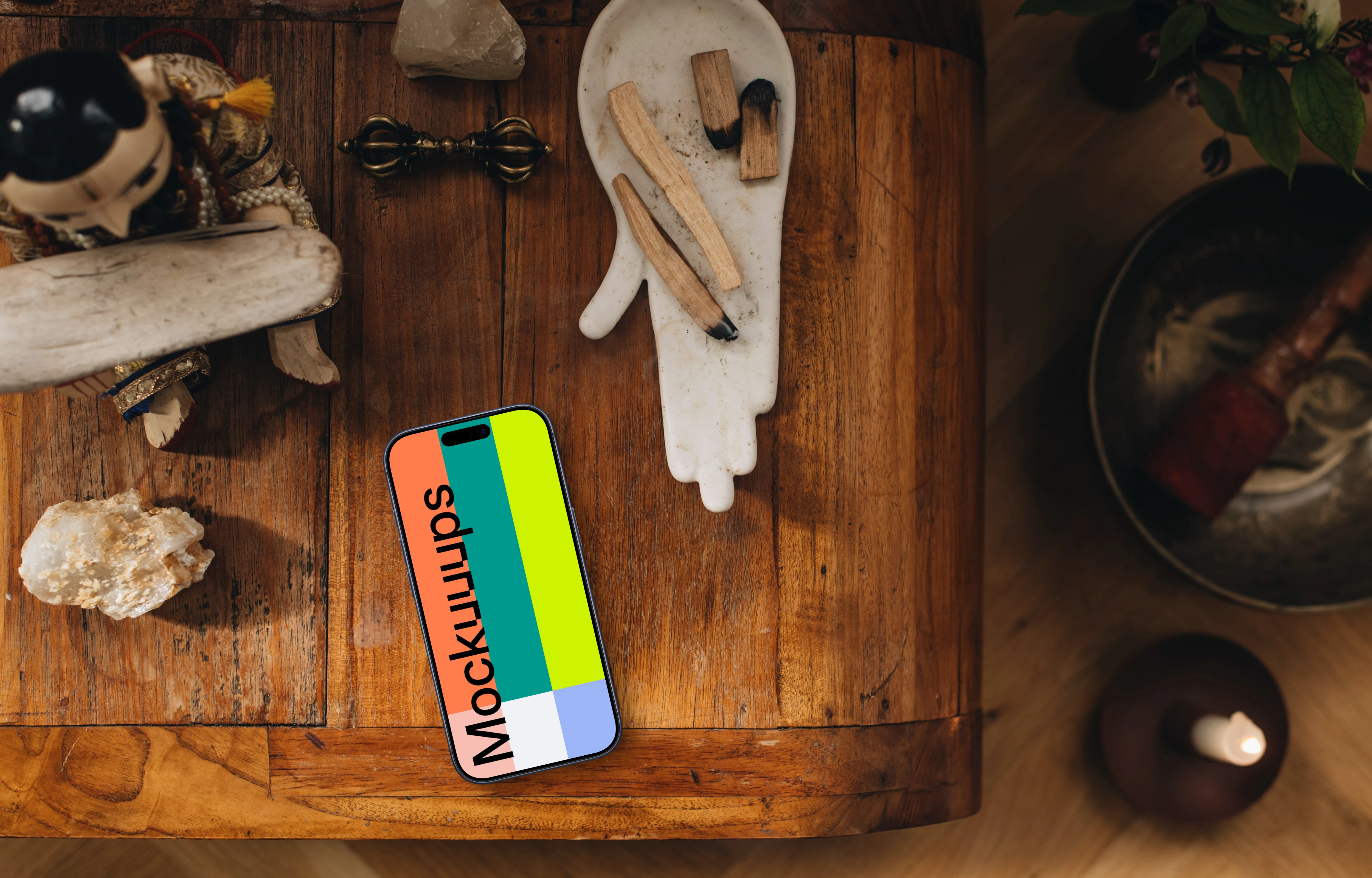 Meaningful spiritual scene including an iPhone mockup