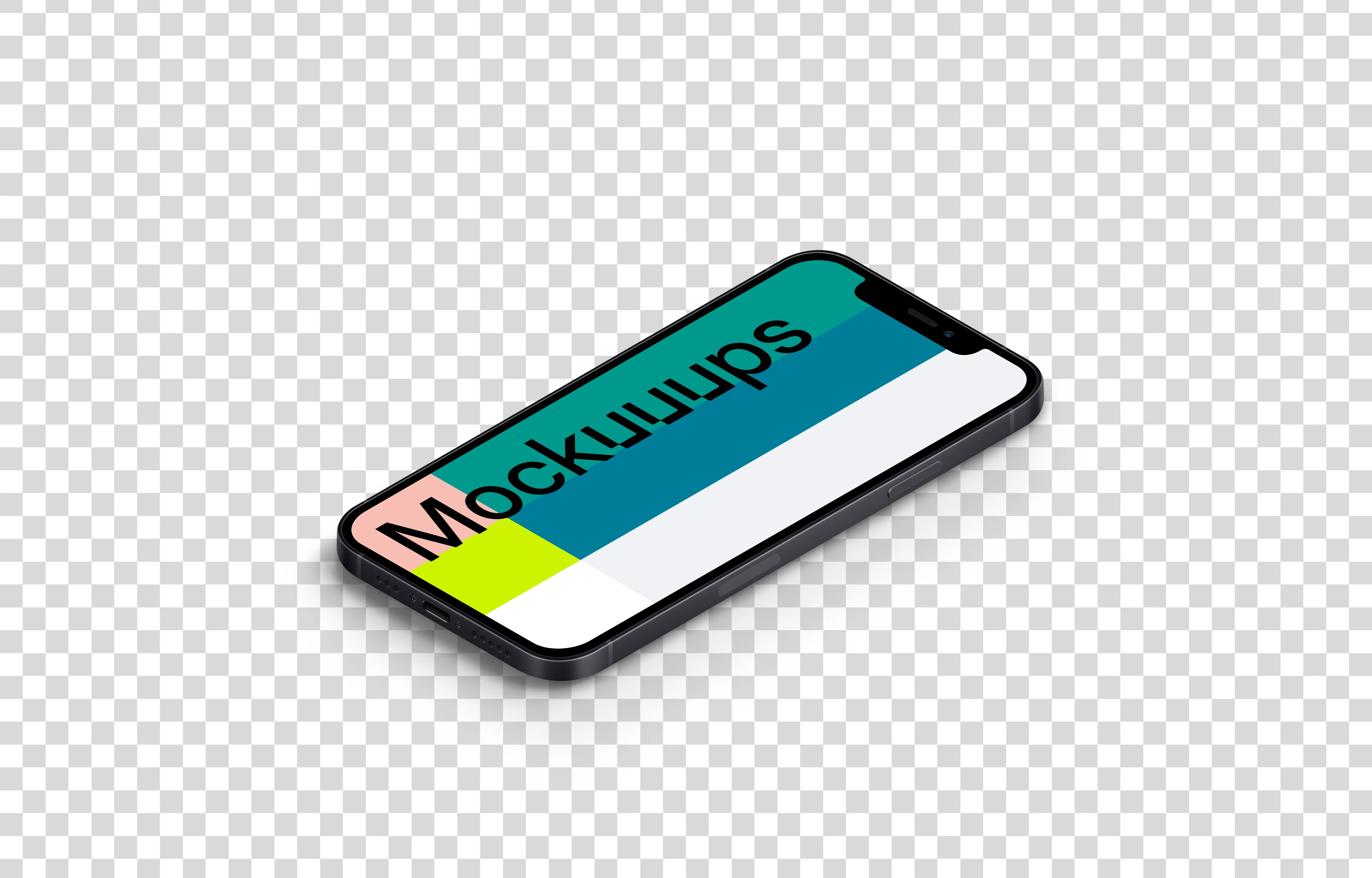 iPhone 12 Mockup (Isometric Floor Right)