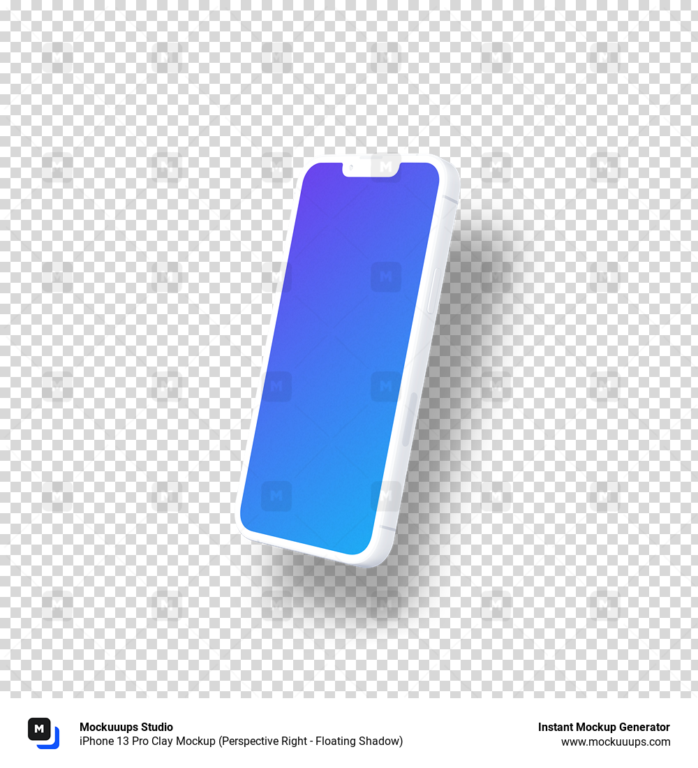 iPhone 13 Pro Clay Mockup (Perspective Right - Floating Shadow)