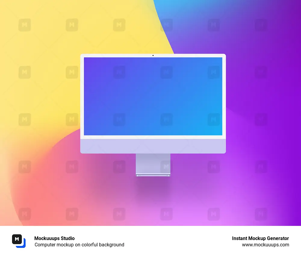 Computer mockup on colorful background