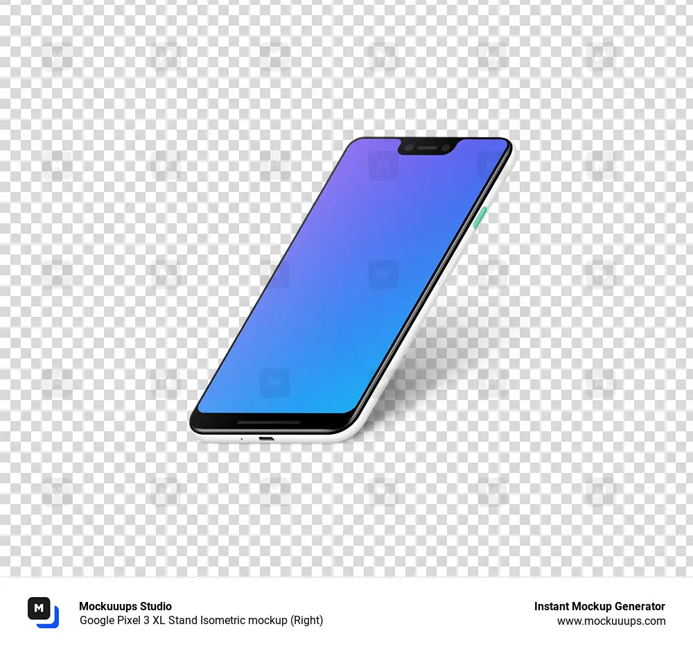 Google Pixel 3 XL Stand Isometric mockup (Right)