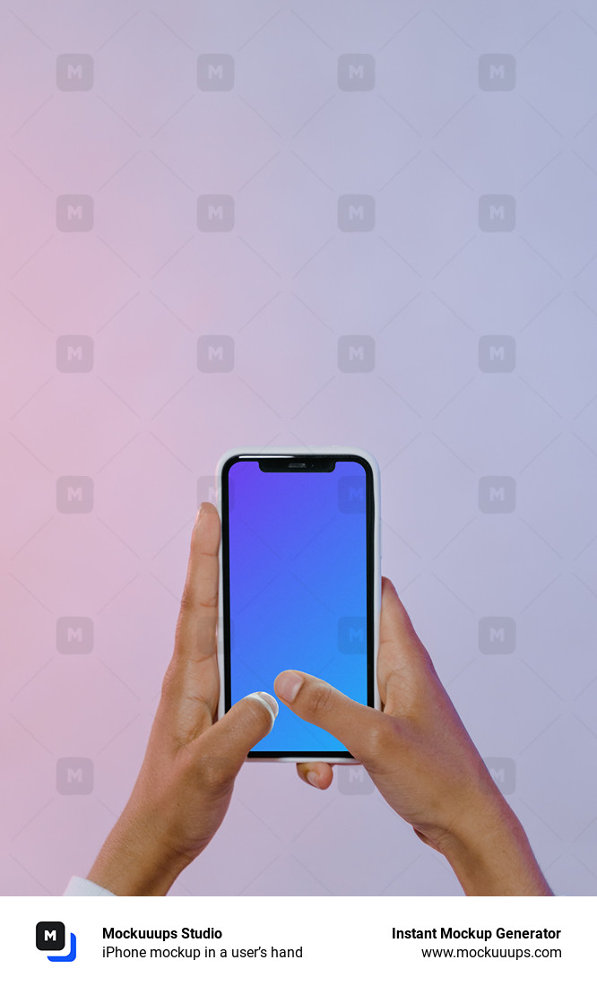 iPhone mockup in a user’s hand