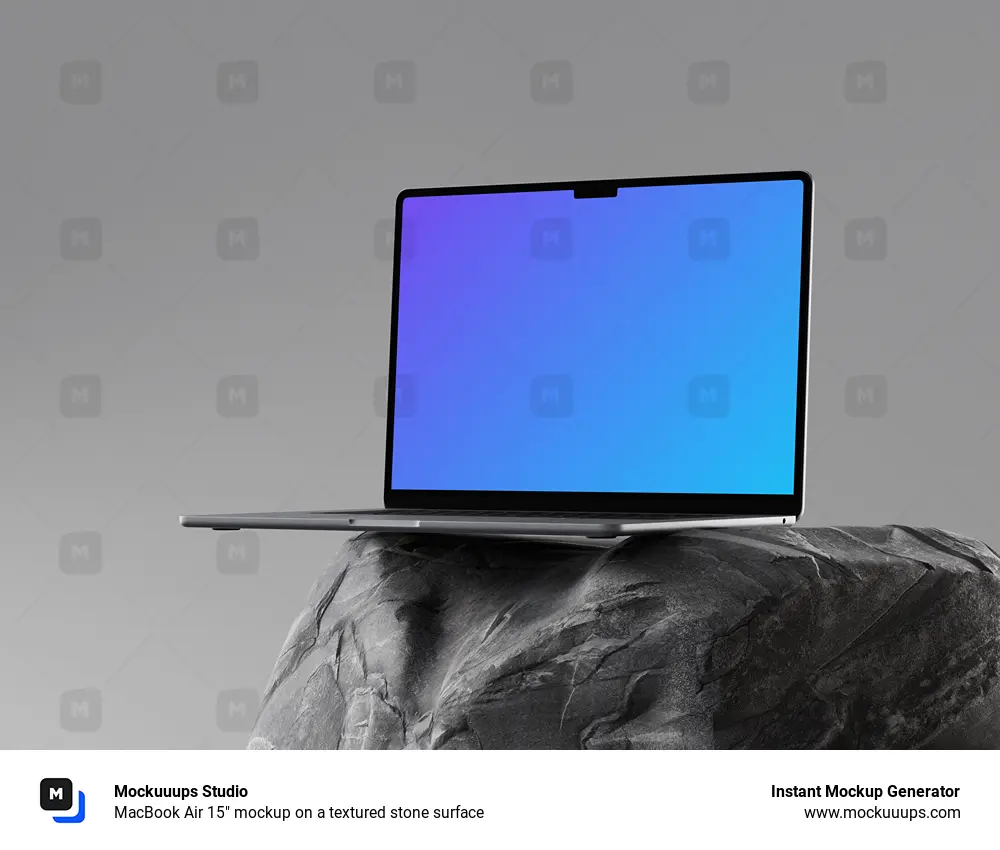 MacBook Air 15" mockup on a textured stone surface
