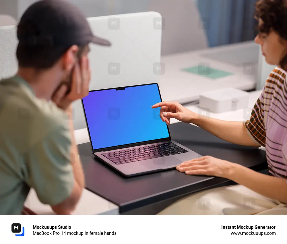 MacBook Pro 14 mockup in female hands