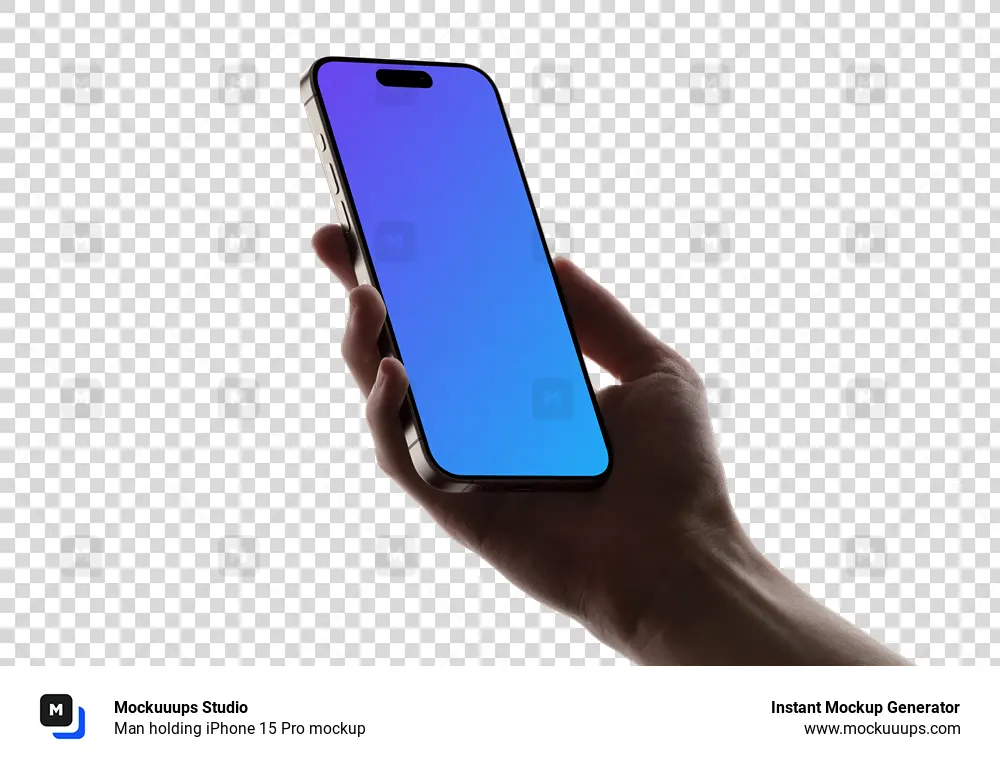 Man holding iPhone 15 Pro mockup