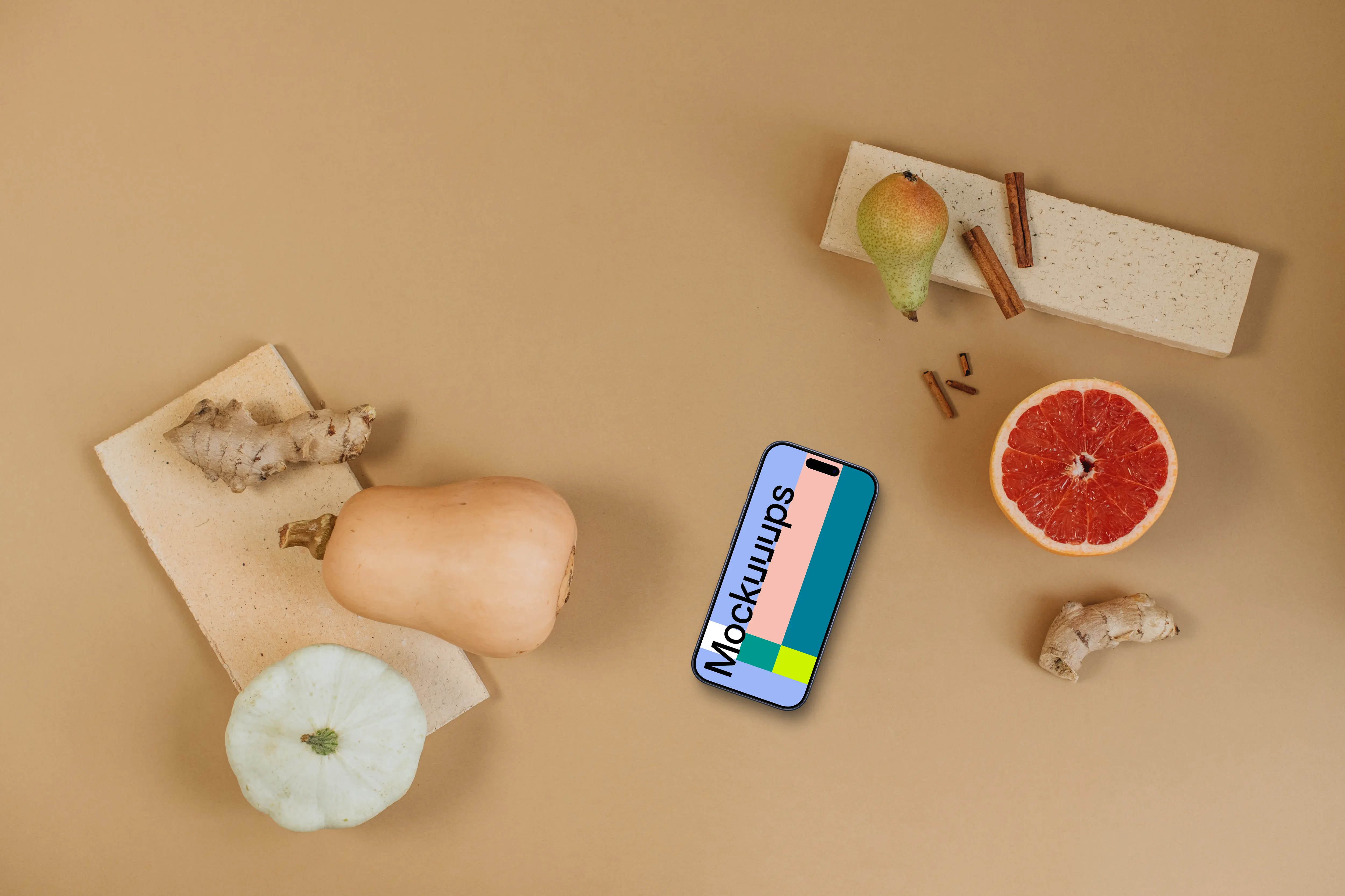 Autumn scene with smartphone mockup