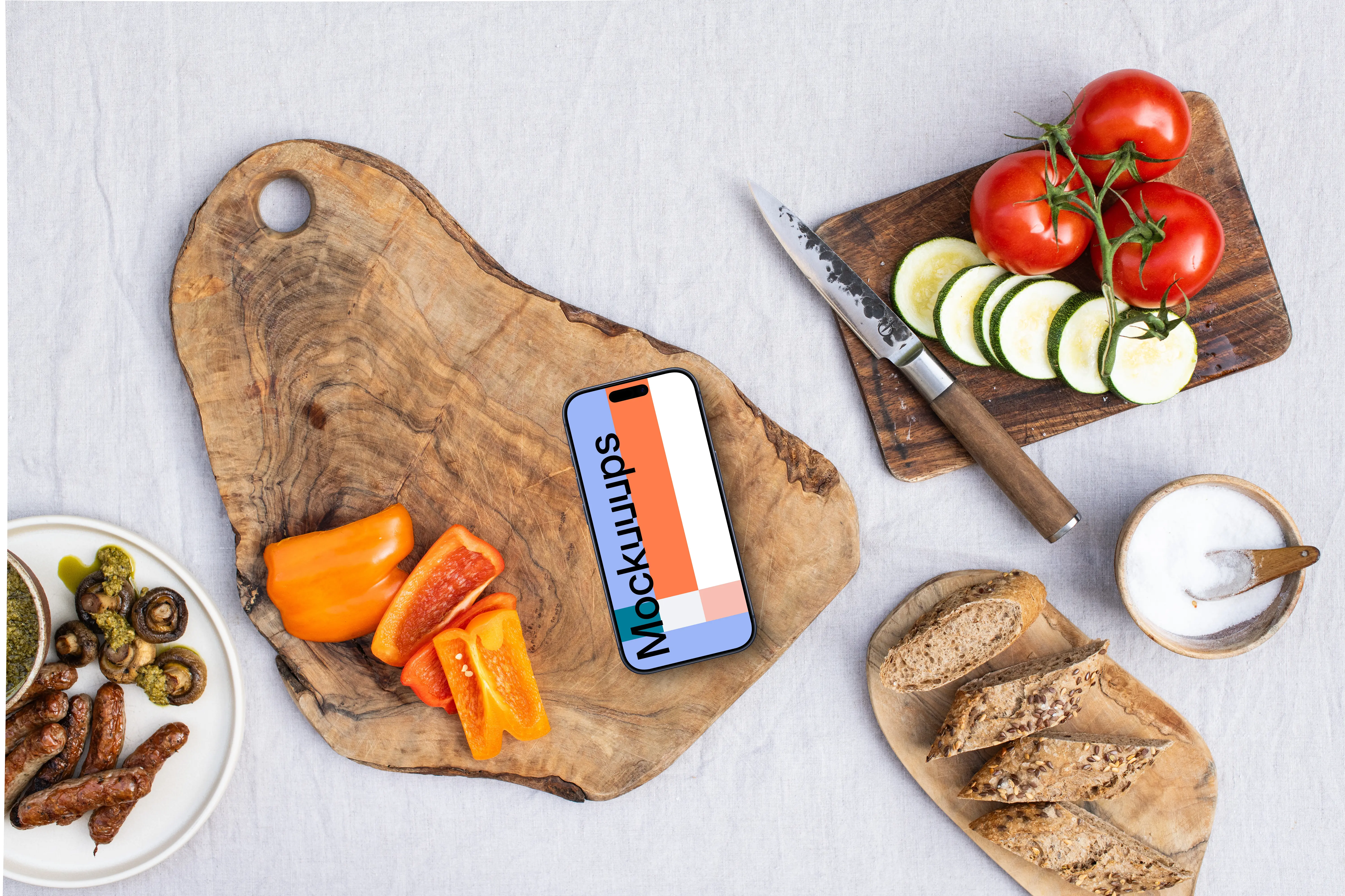 Barbecue session with a iPhone mockup