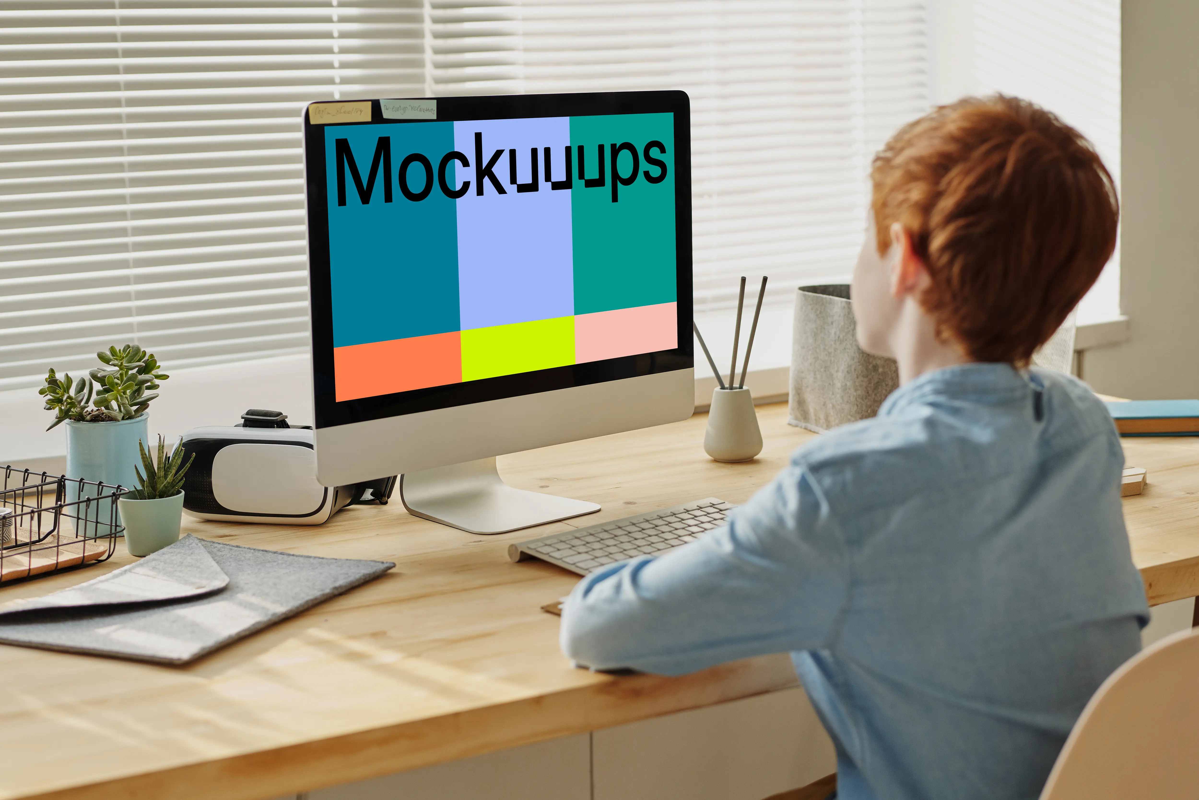 Child using computer mockup