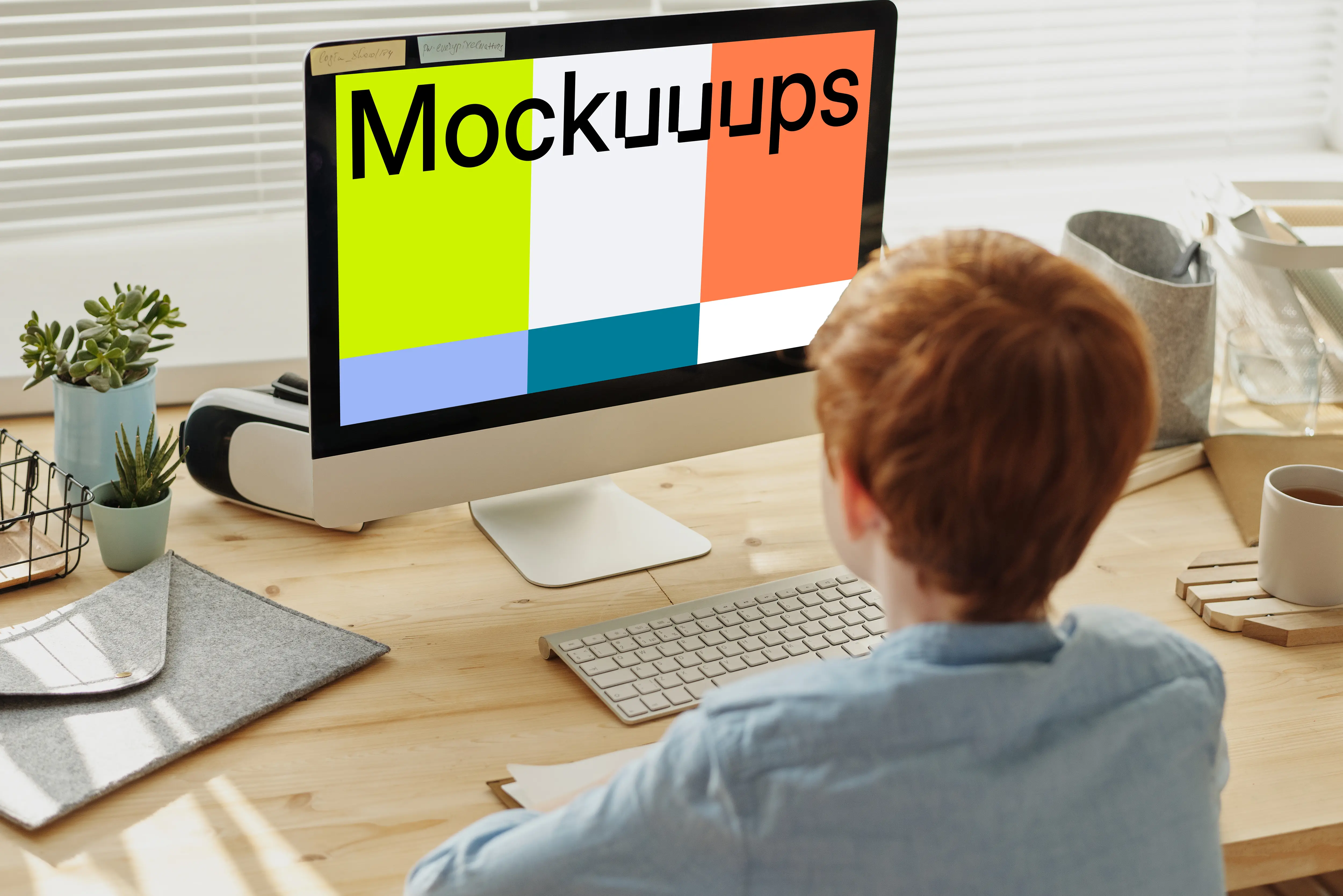 Child working on computer mockup
