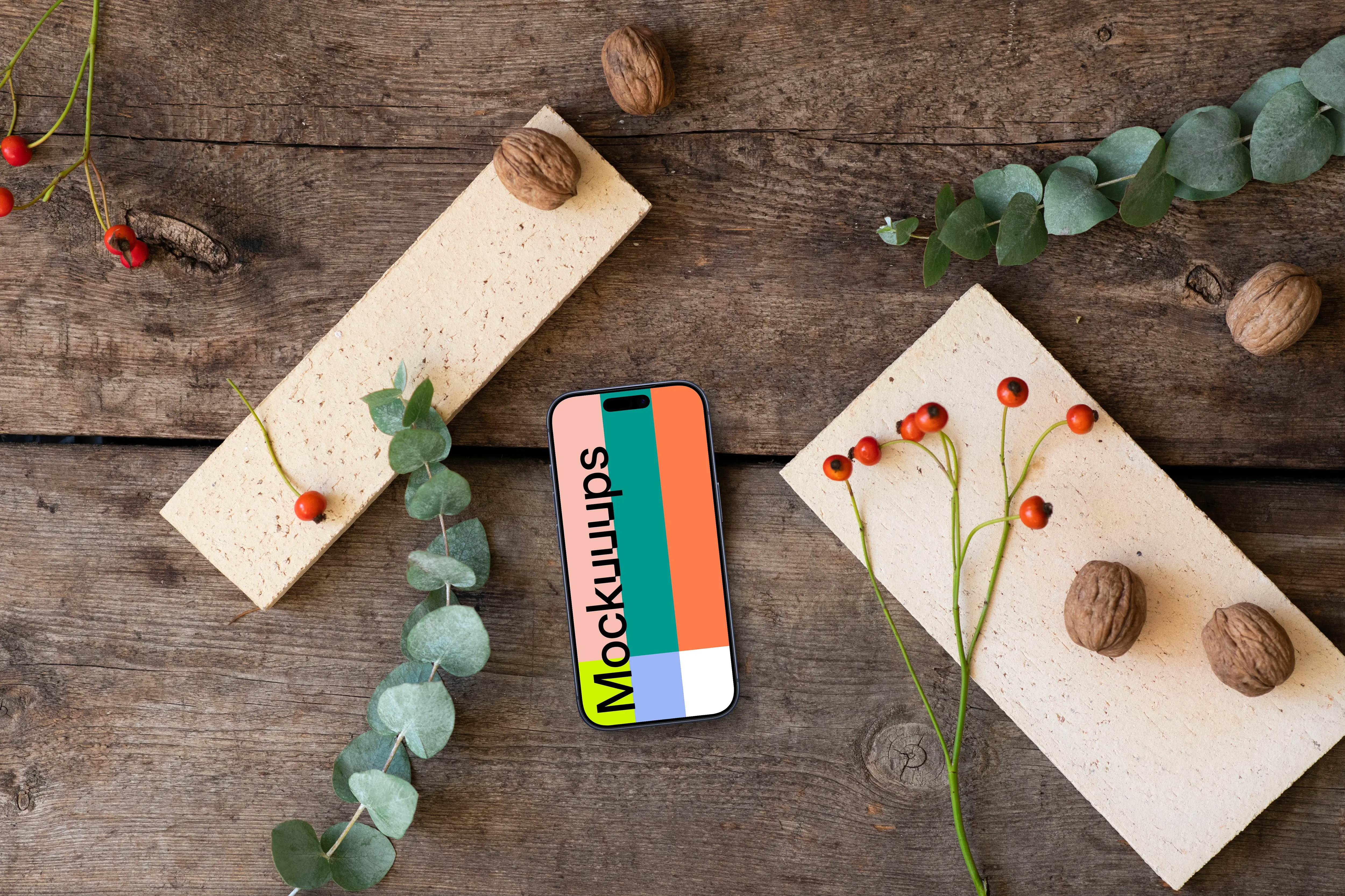 Christmas mockup with a smartphone device