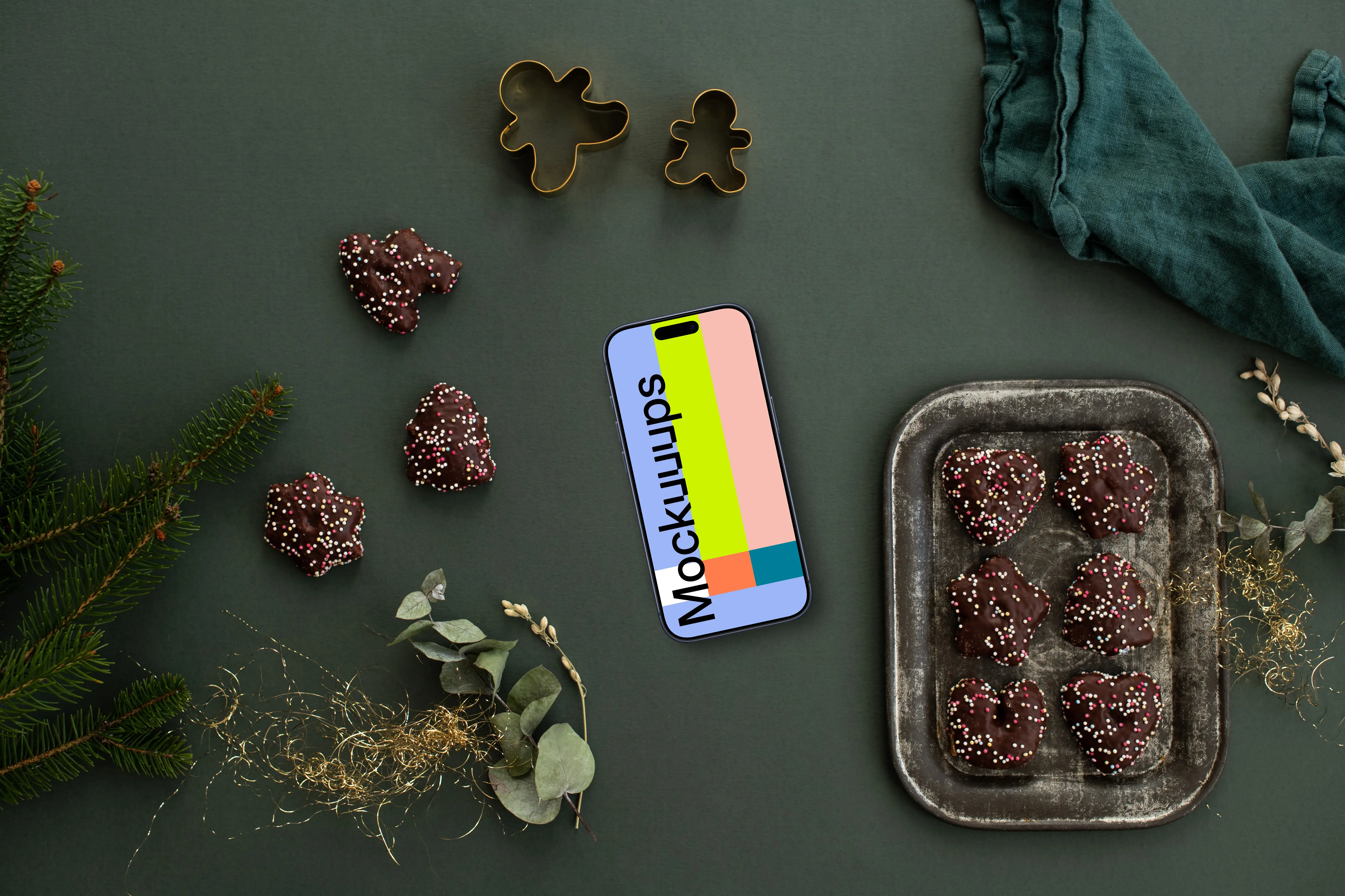 Christmas pastry and phone mockup