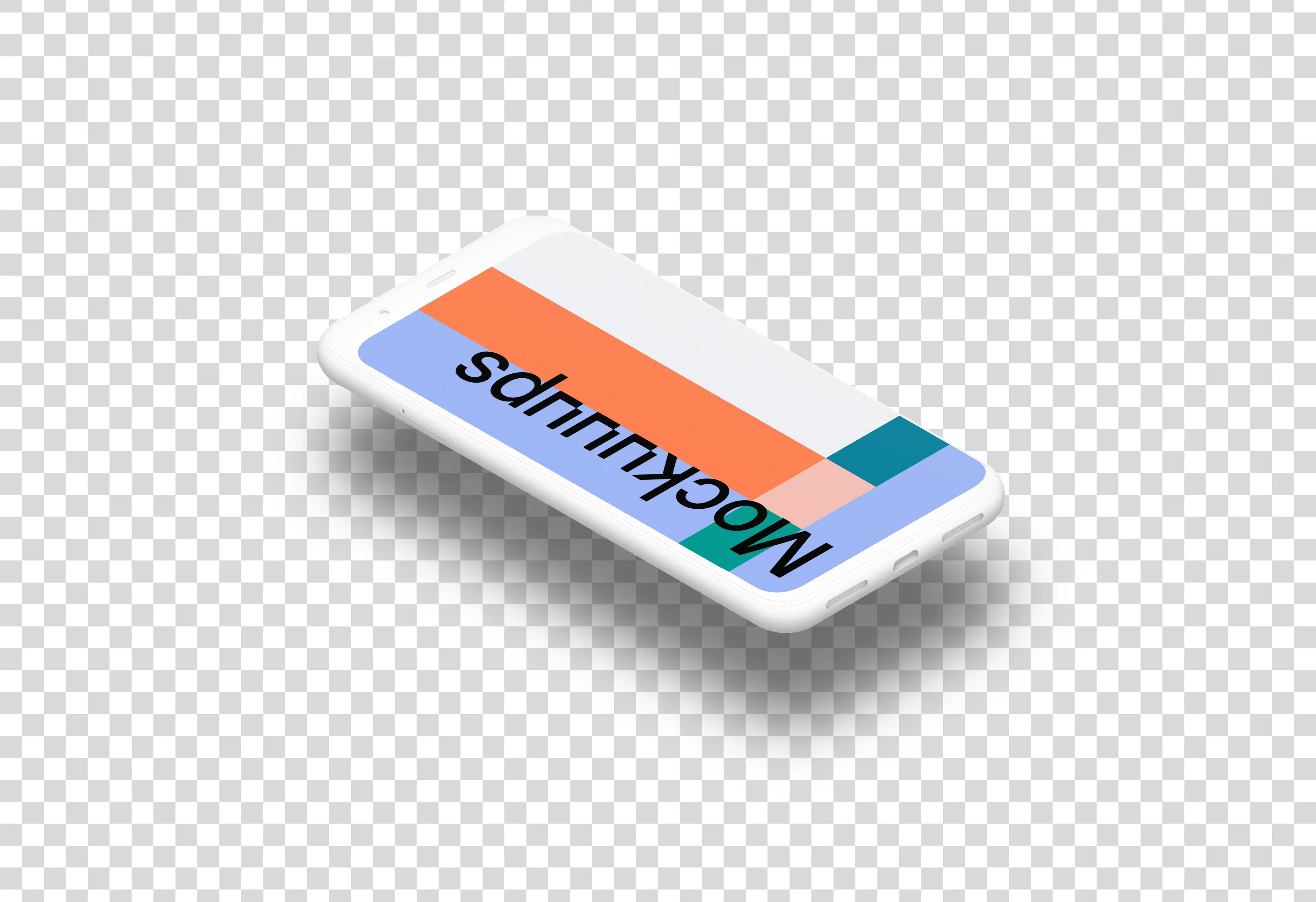 Clay Google Pixel 4 Mockup (Isometric Floor Left - Floating Shadow)