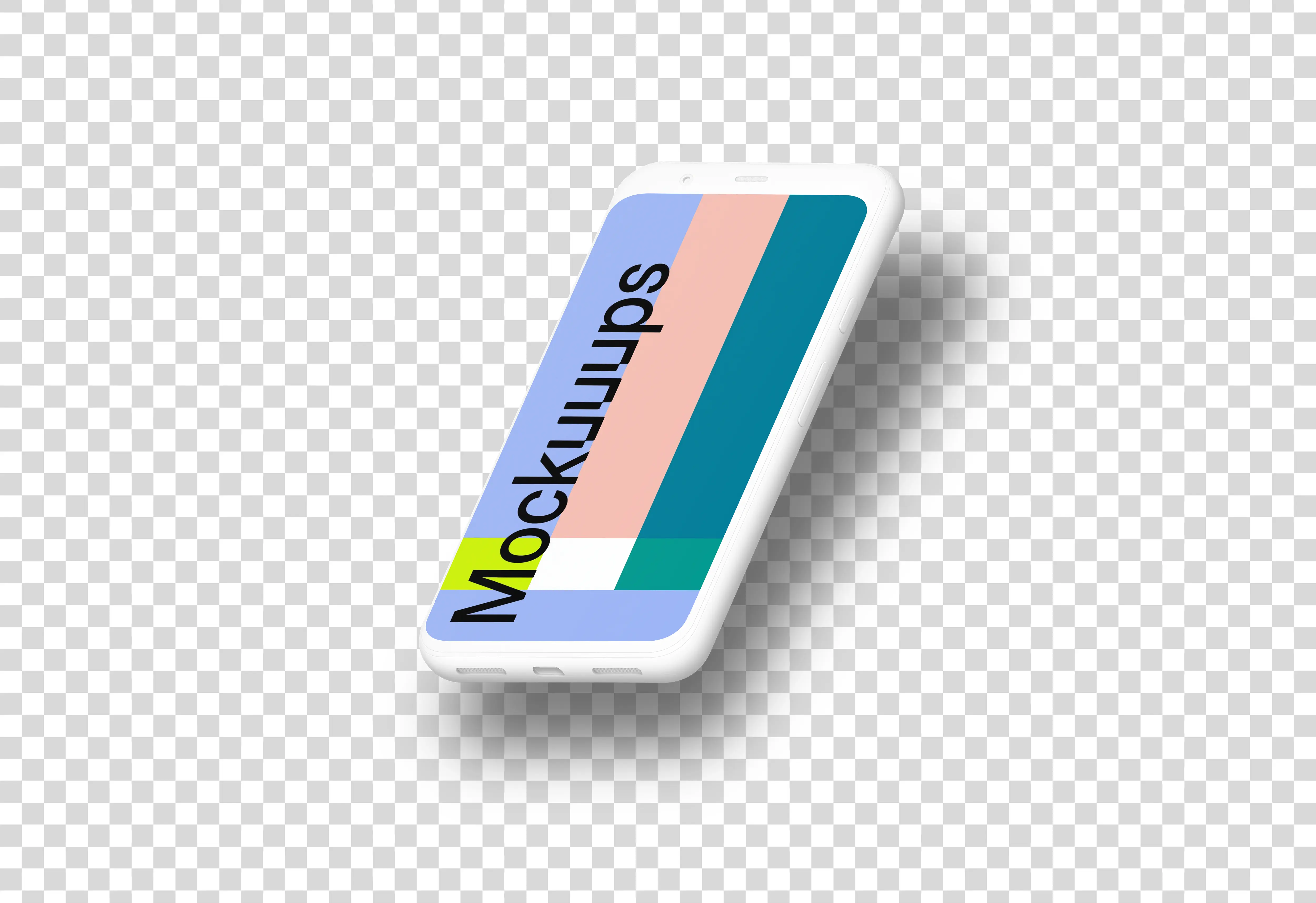 Clay Google Pixel 4 Mockup (Isometric Right - Floating Shadow)