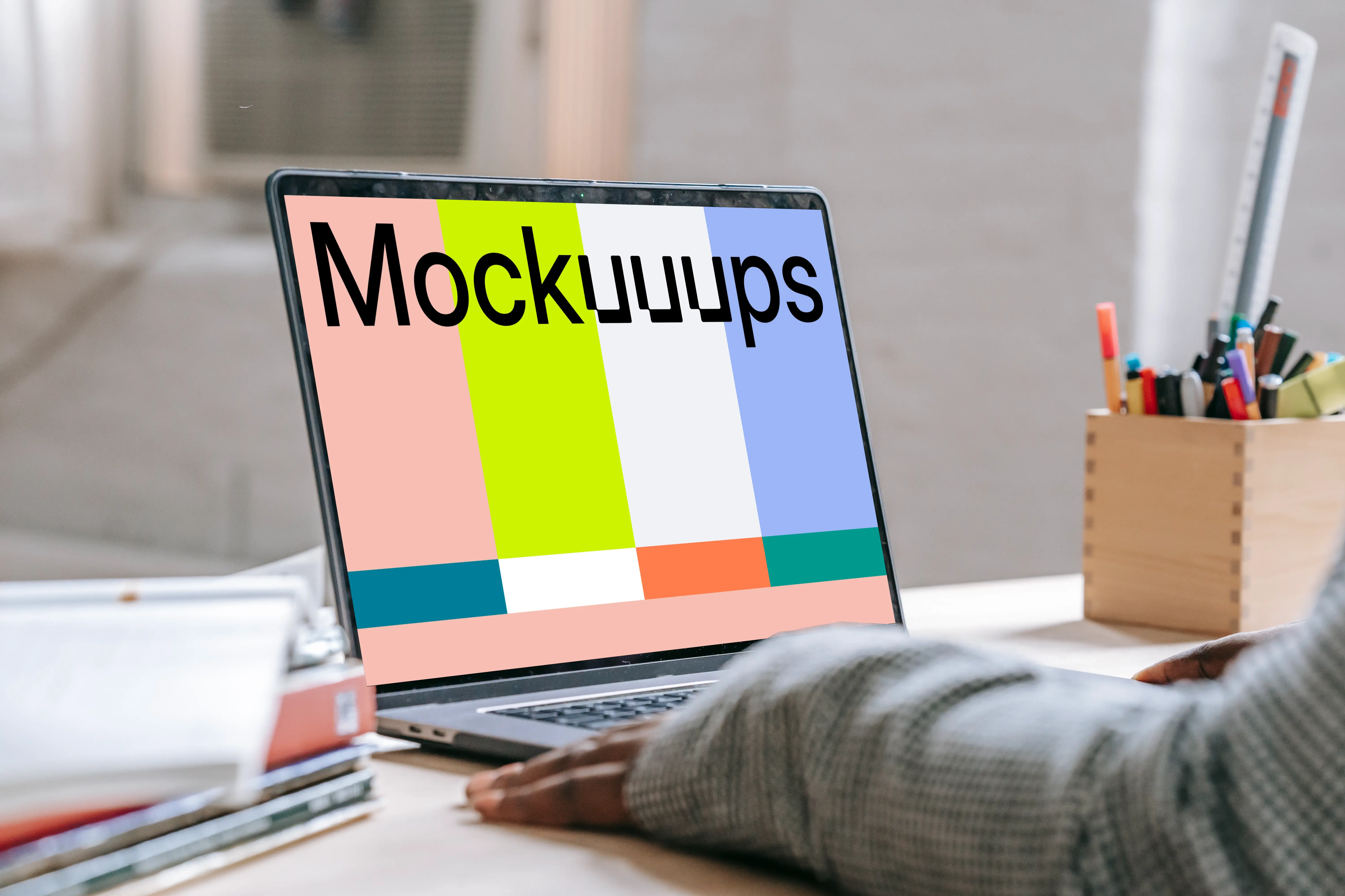 Close-up mockup of a MacBook Pro on a table