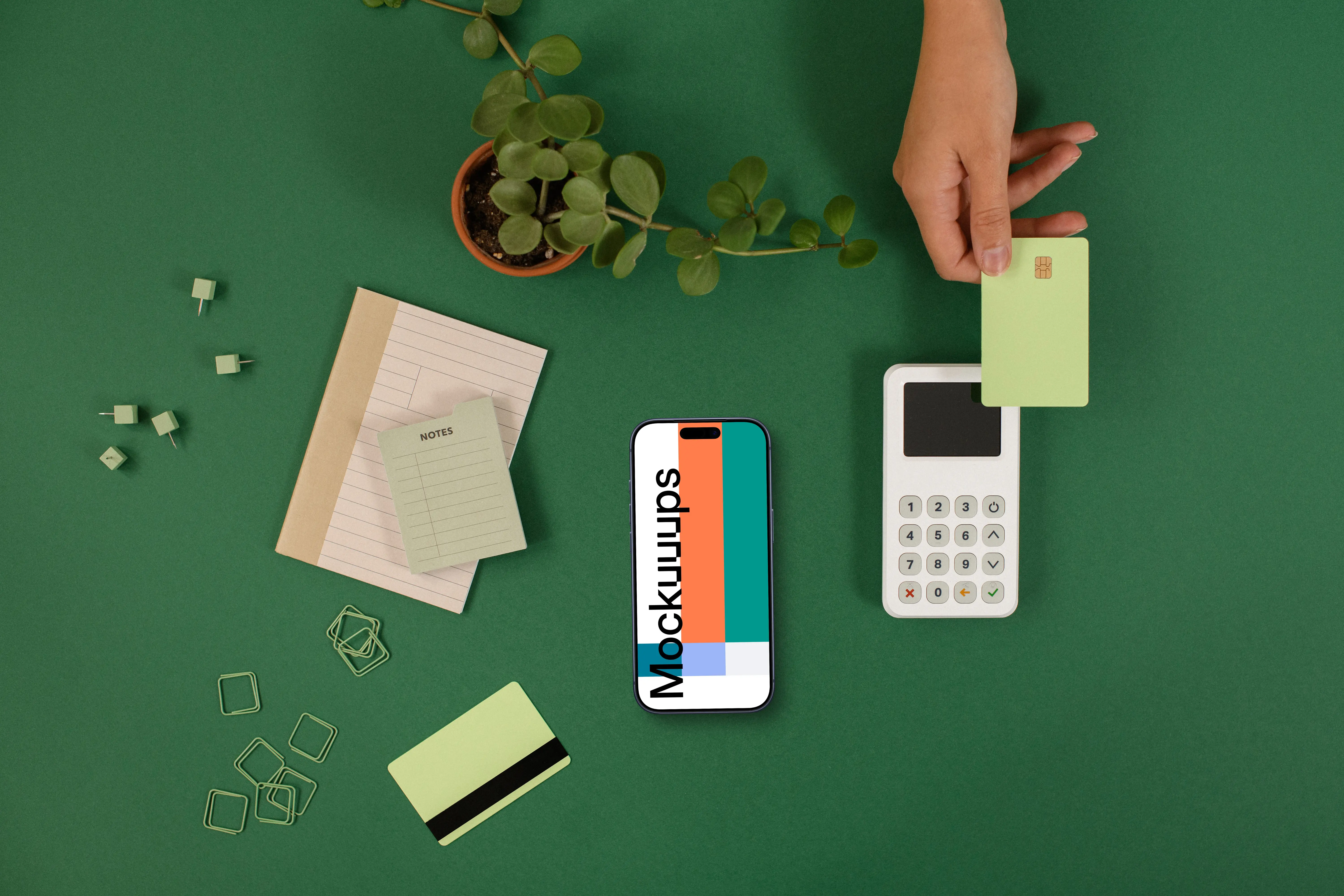 Contactless payment with an iPhone mockup