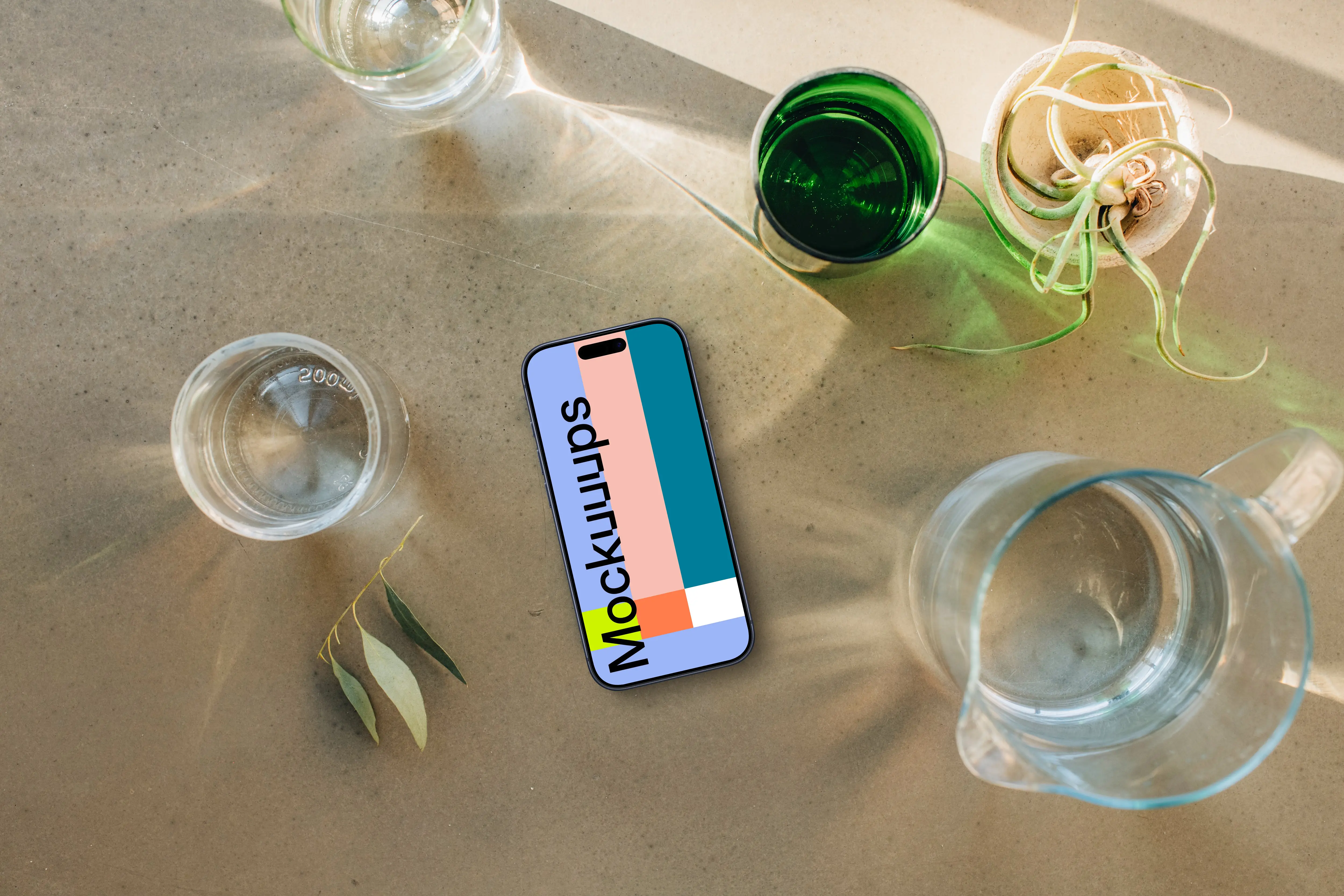 Cozy relaxation spot with an iPhone mockup