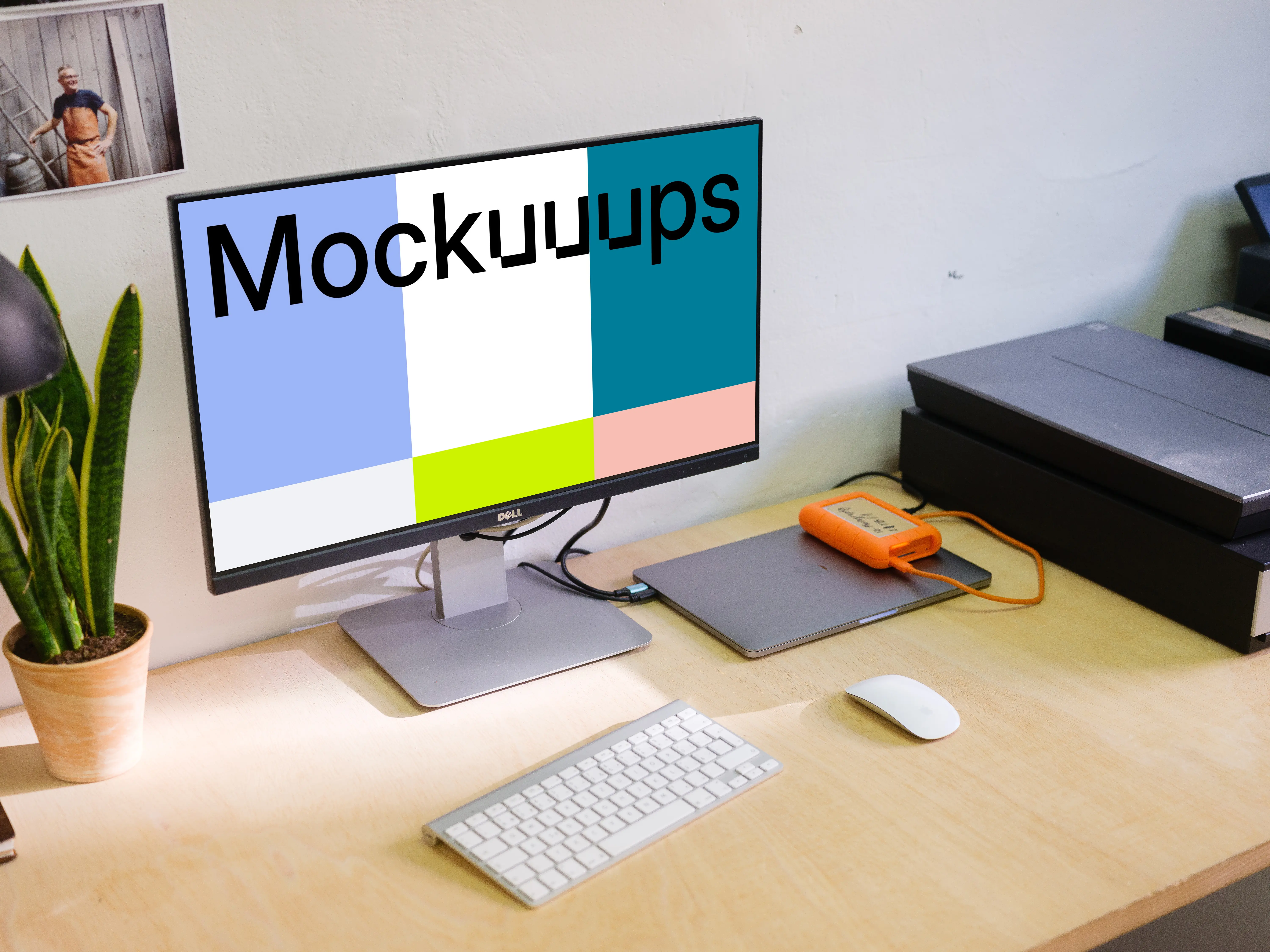 Dell display mockup on clean modern desk