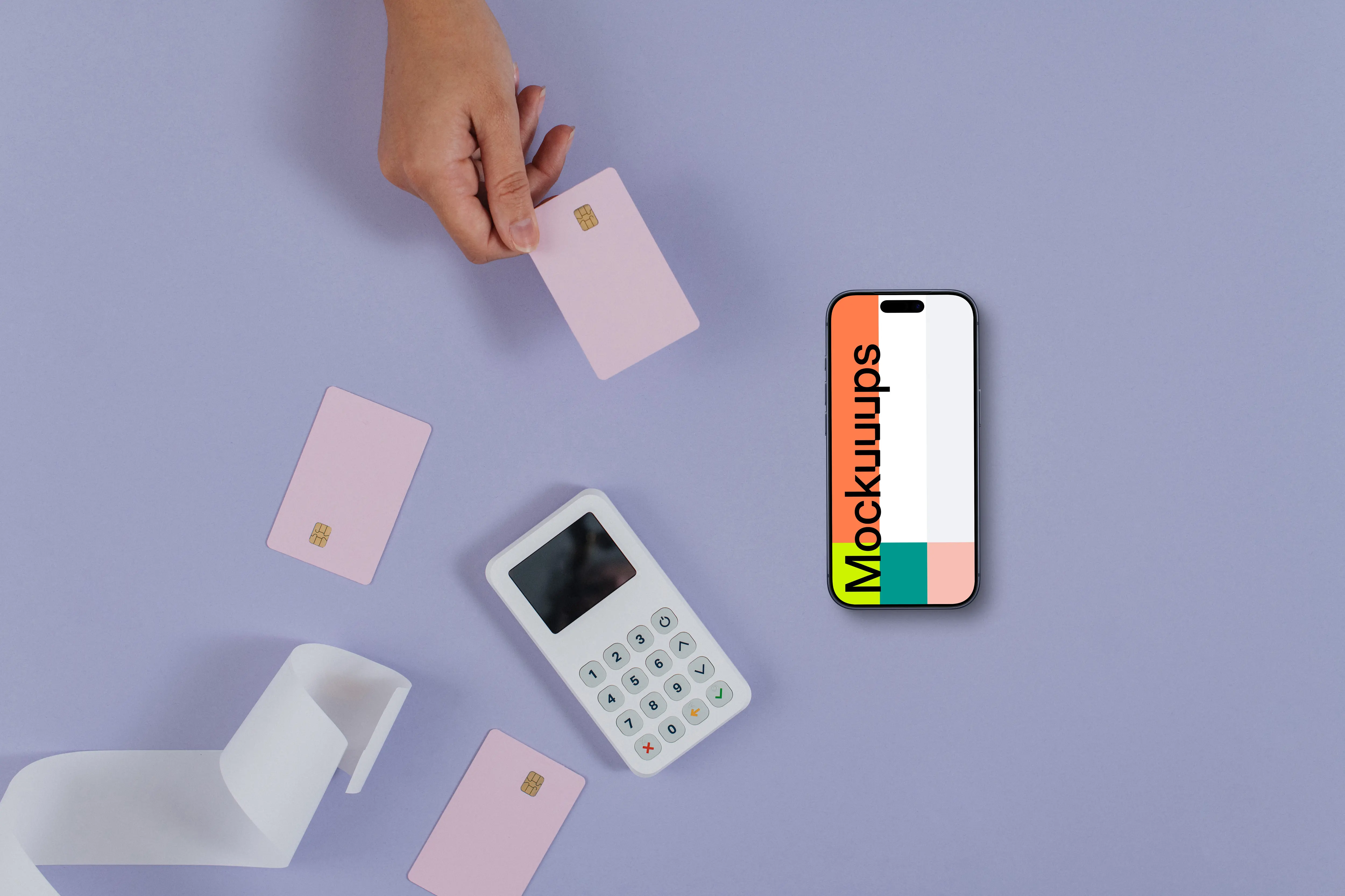 E-Commerce styled iPhone mockup with purple background